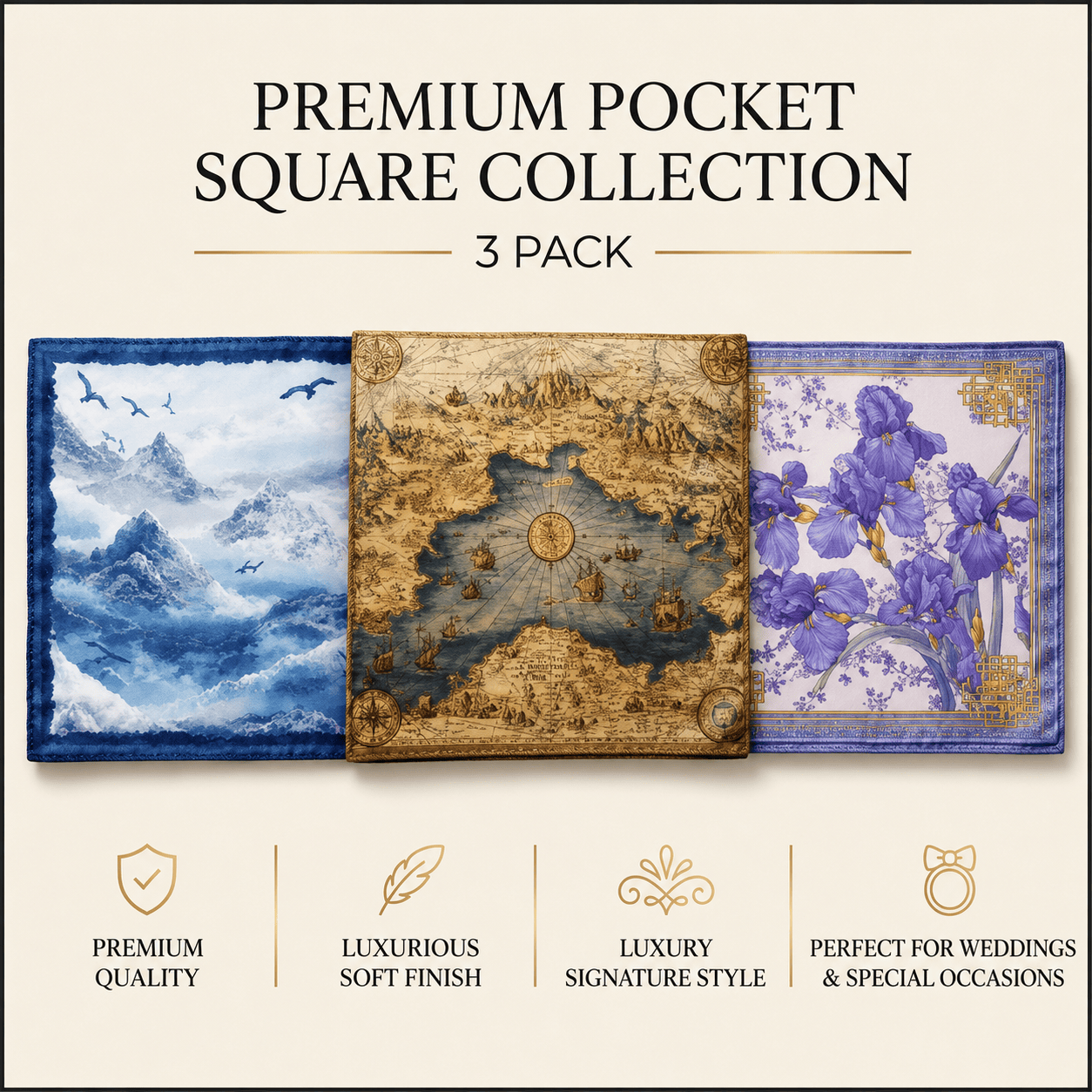 PACK OF 3 POCKET SQUARES