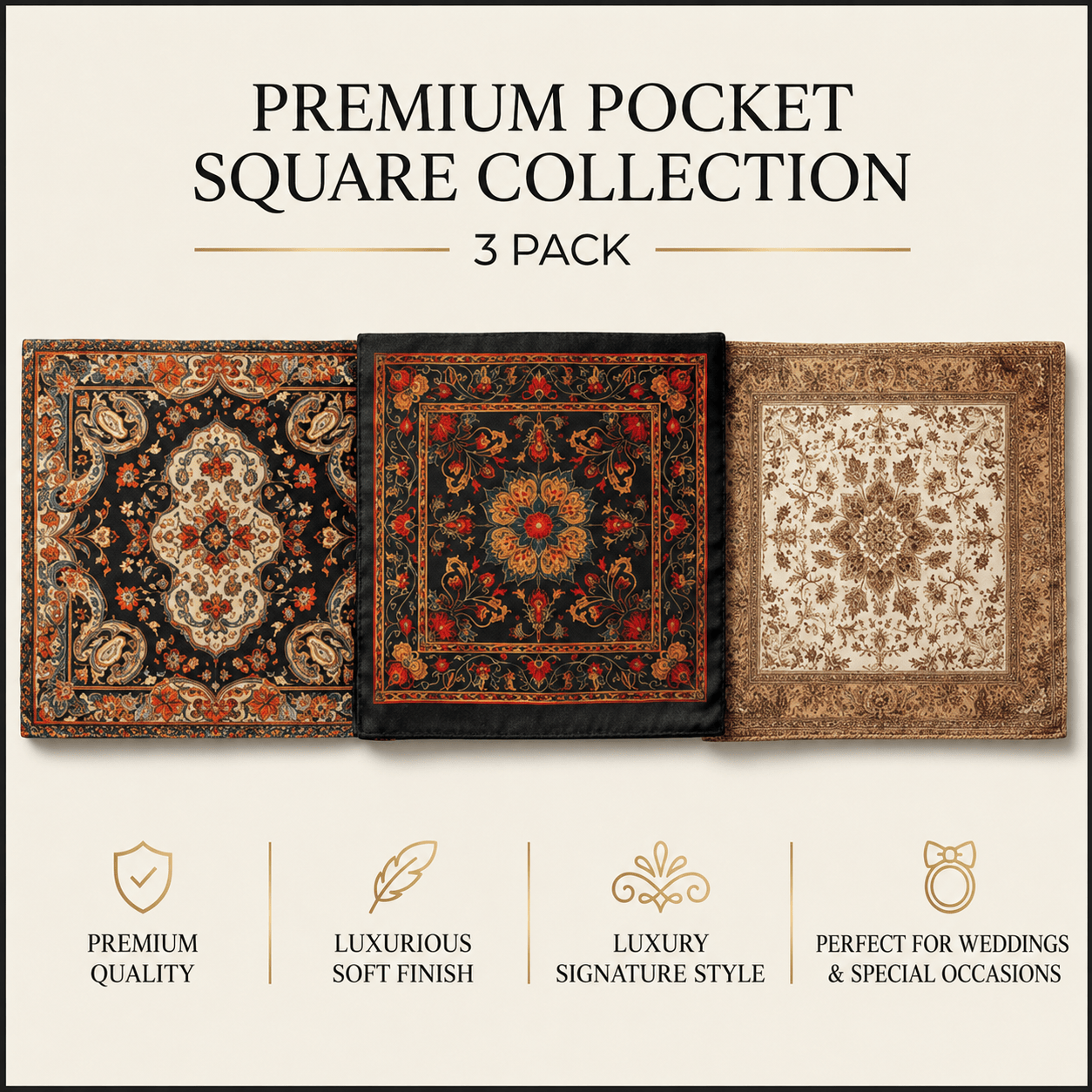 PACK OF 3 POCKET SQUARES