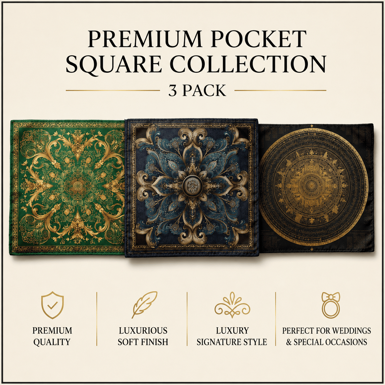 PACK OF 3 POCKET SQUARES