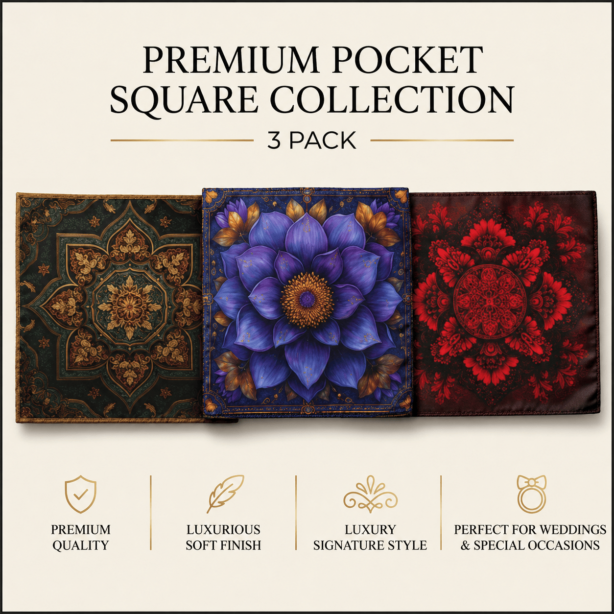 PACK OF 3 POCKET SQUARES