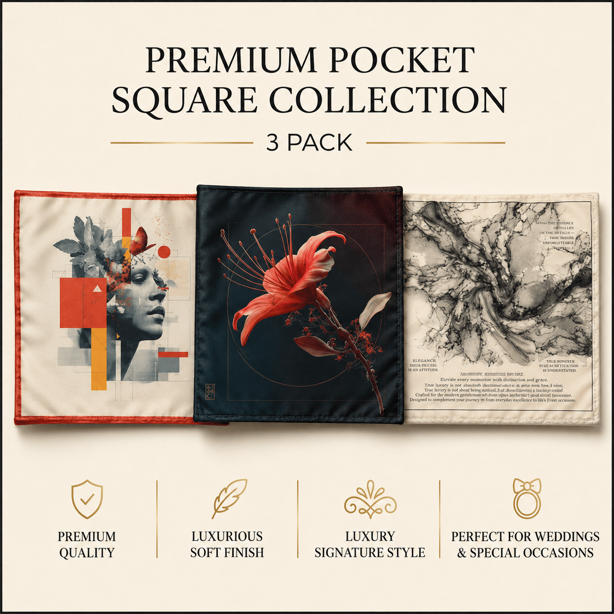 PACK OF 3 POCKET SQUARES