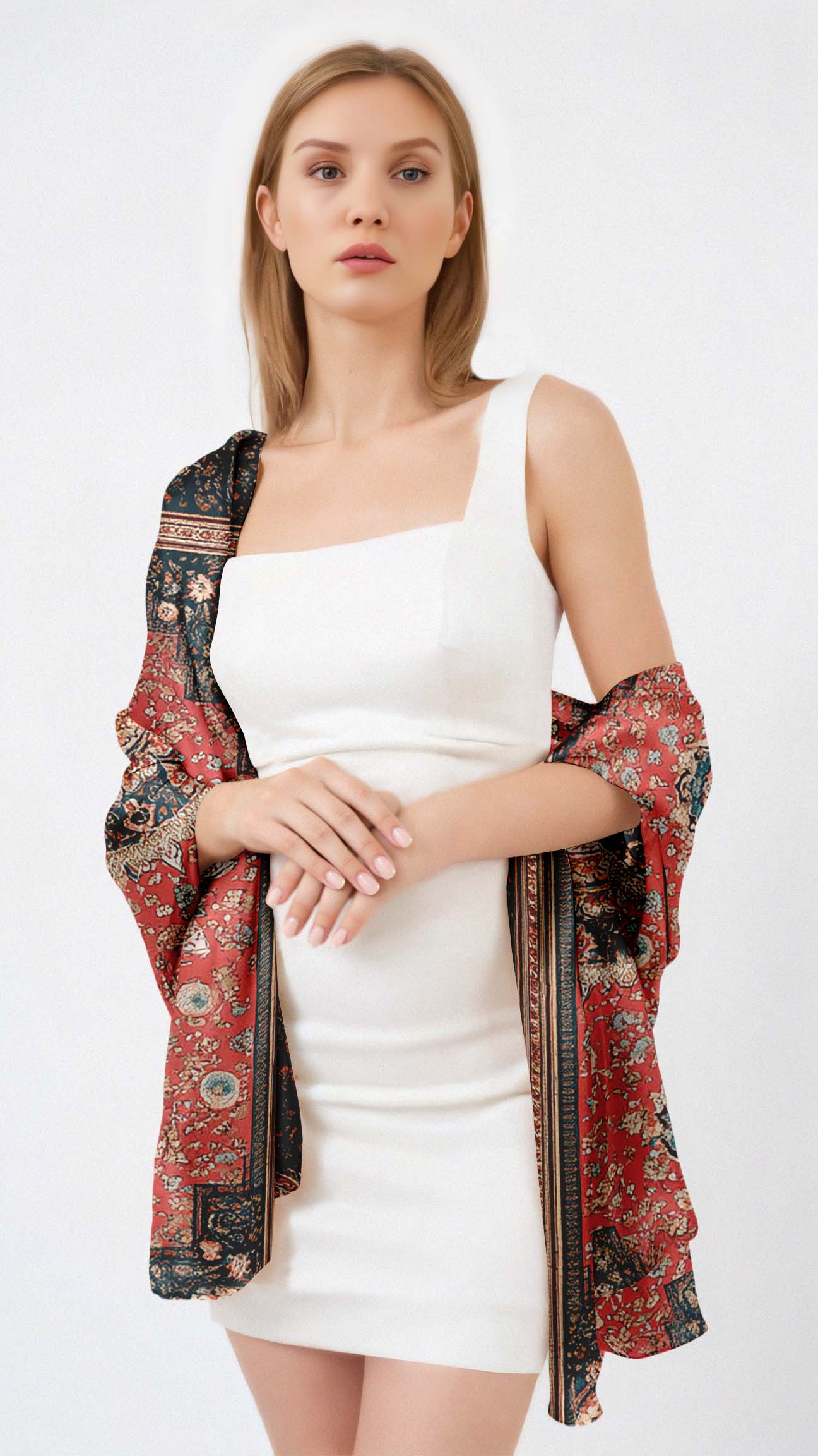 ROYAL PERSIAN SILK LONG LADIES SCARF
