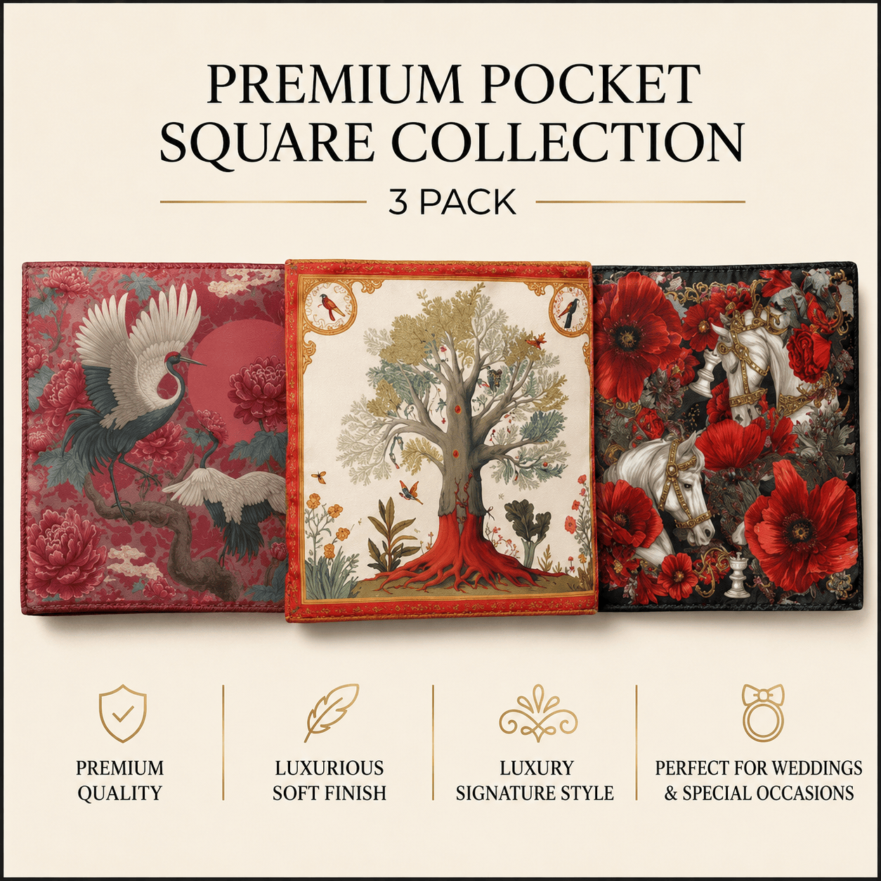 PACK OF 3 POCKET SQUARES