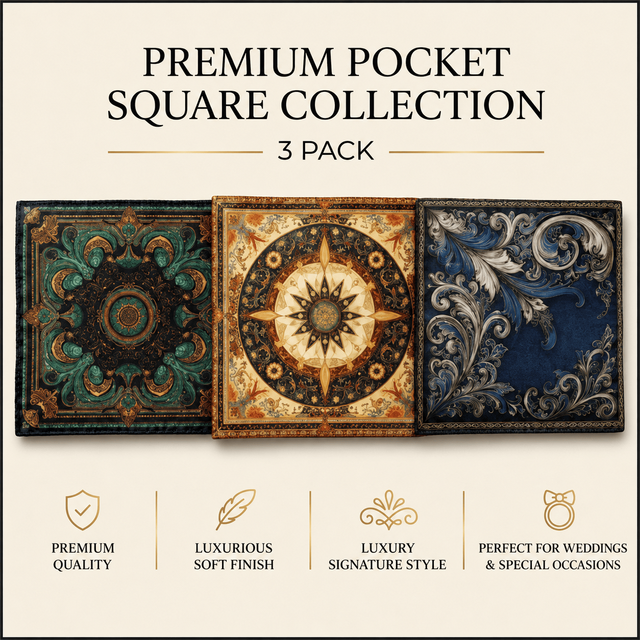 PACK OF 3 POCKET SQUARES
