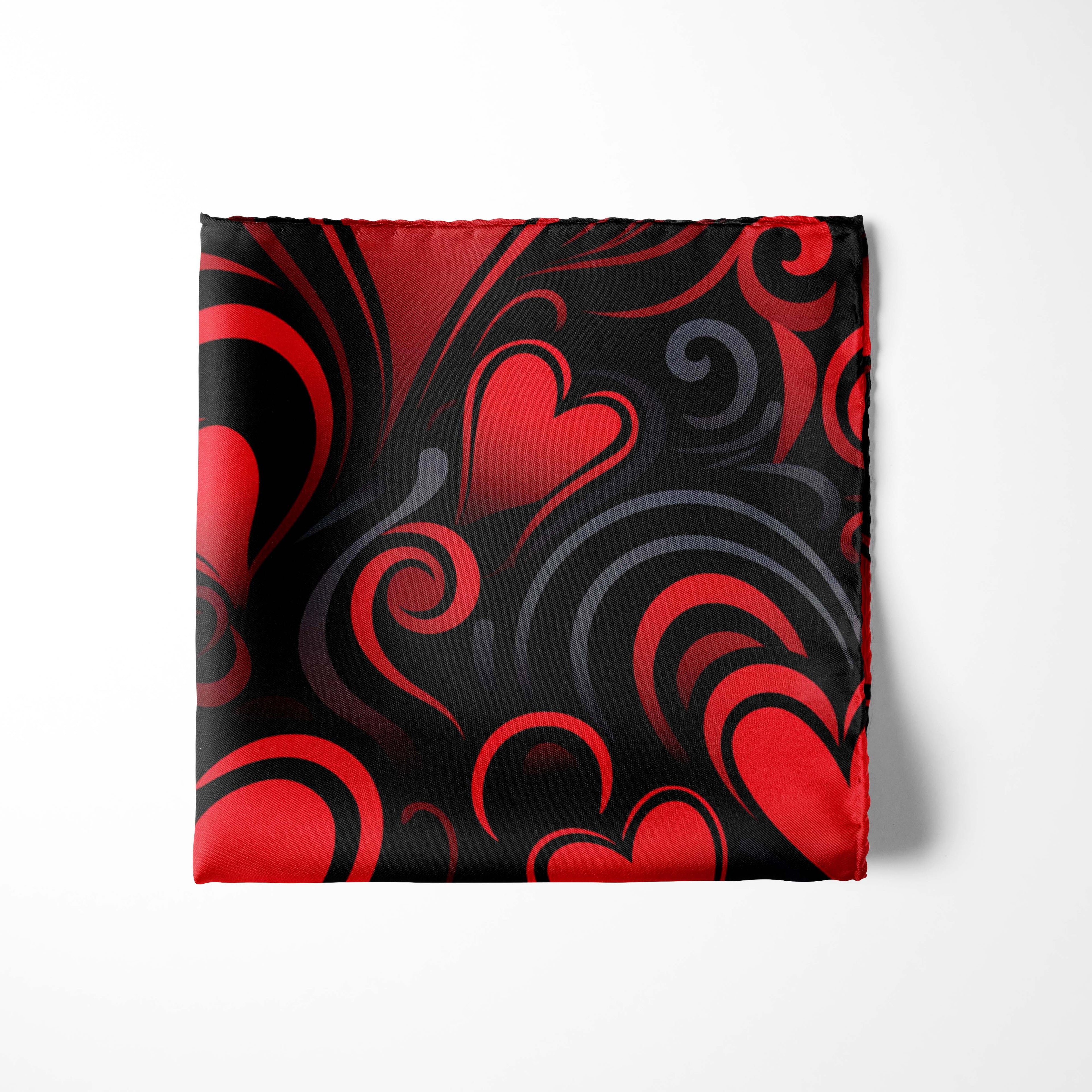 HEART SHAPE SILK POCKET SQUARE - VALENTINE DAY COLLECTION