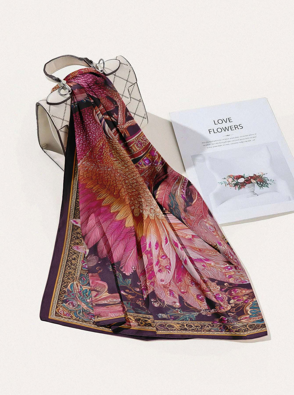 PHOENIX BLOOM SILK HEAD SCARF