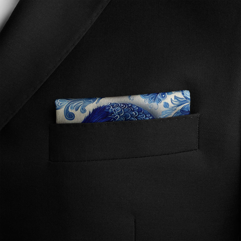 CERULEAN CROWN SILK POCKET SQUARE