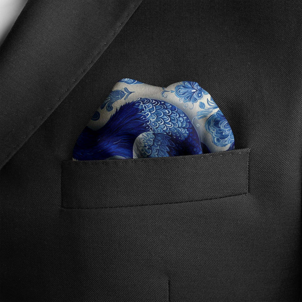 CERULEAN CROWN SILK POCKET SQUARE