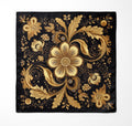 WILLIAM MORRISS GOLD AND BLACK SILK POCKET SQUARE