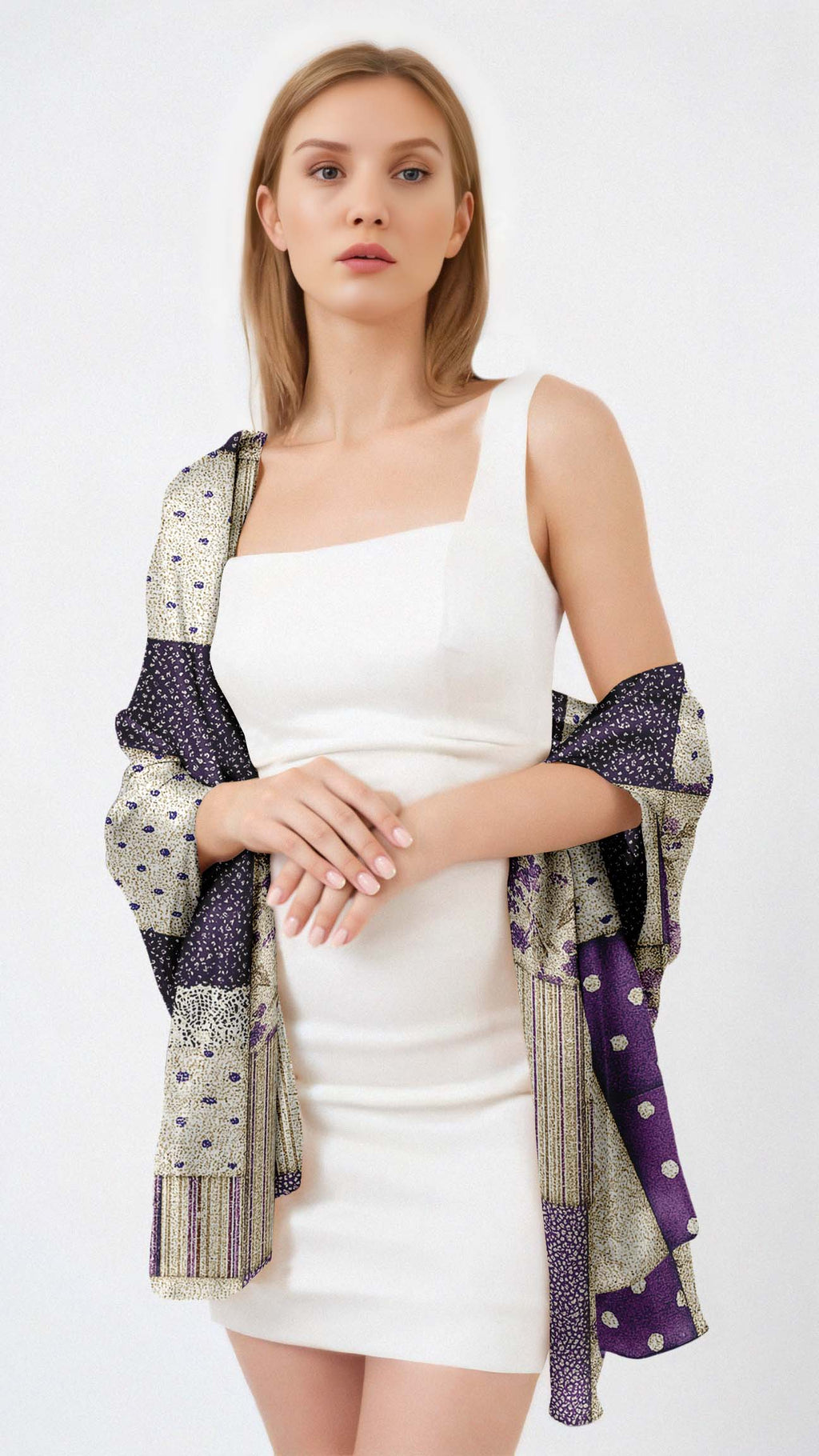LAVENDER SILK LONG LADIES SCARF