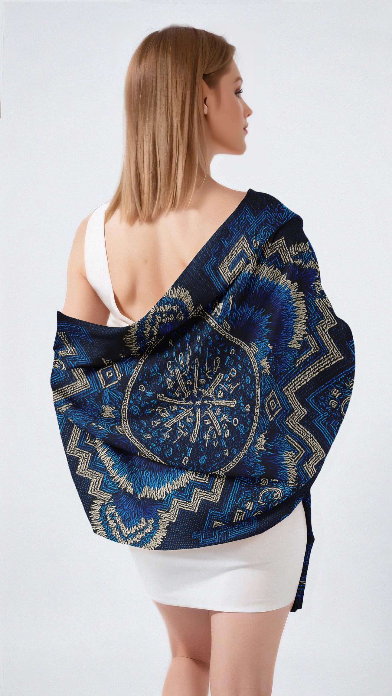 ROYAL INDIGO SILK LONG LADIES SCARF