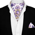 LISIANTHUS FLOWERS SILK ASCOT AND POCKET SQUARE SET – PREMIUM COLLECTION
