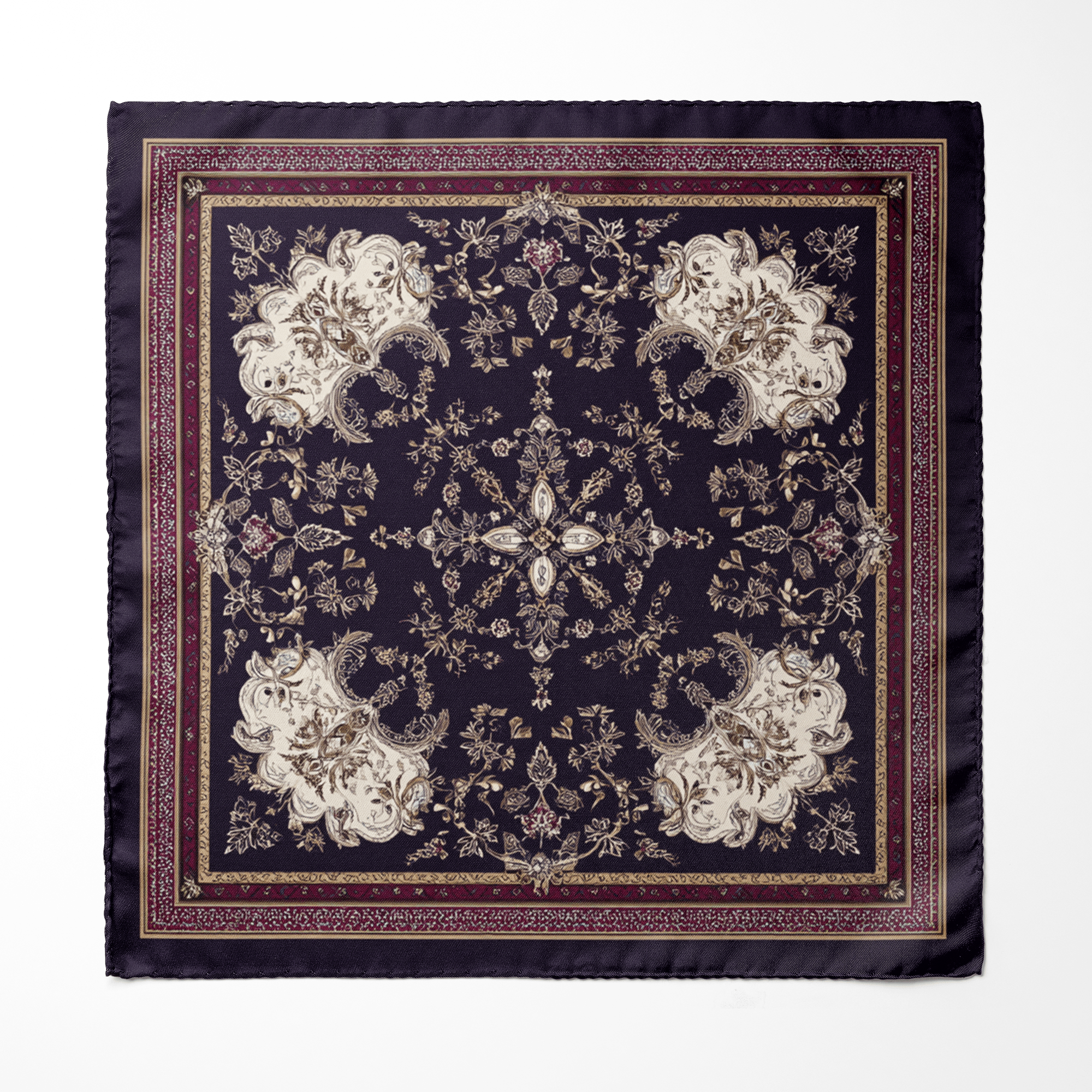 NOCTURNE SILK ASCOT AND POCKET SQUARE SET – PREMIUM COLLECTION