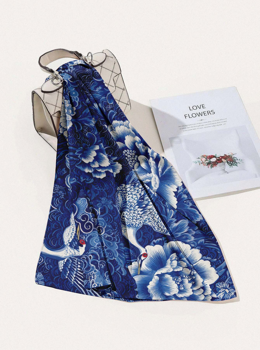 ALEXANDER CHINOISERIE SILK HEAD SCARF