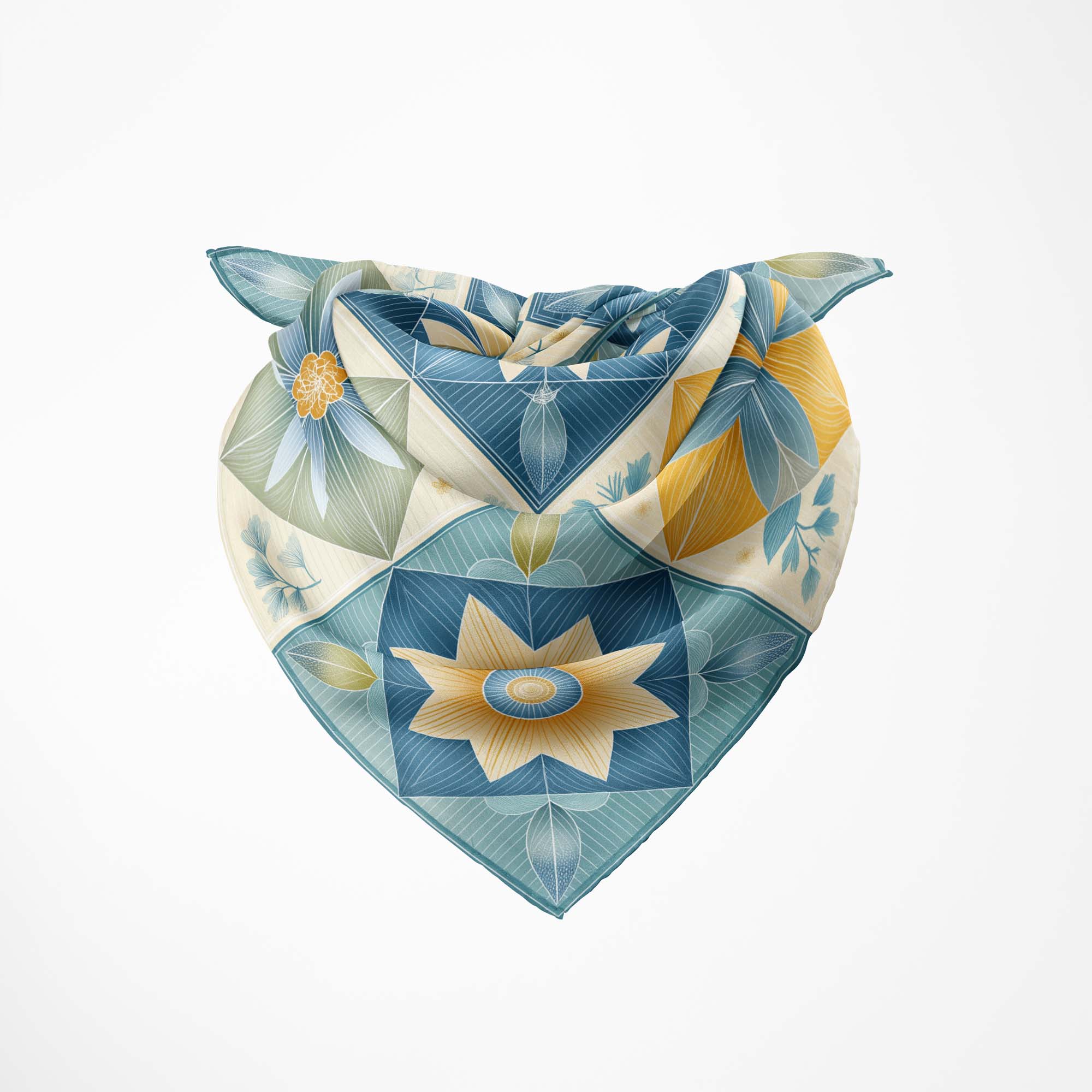 FLORAL MOSAIC SILK BANDANA