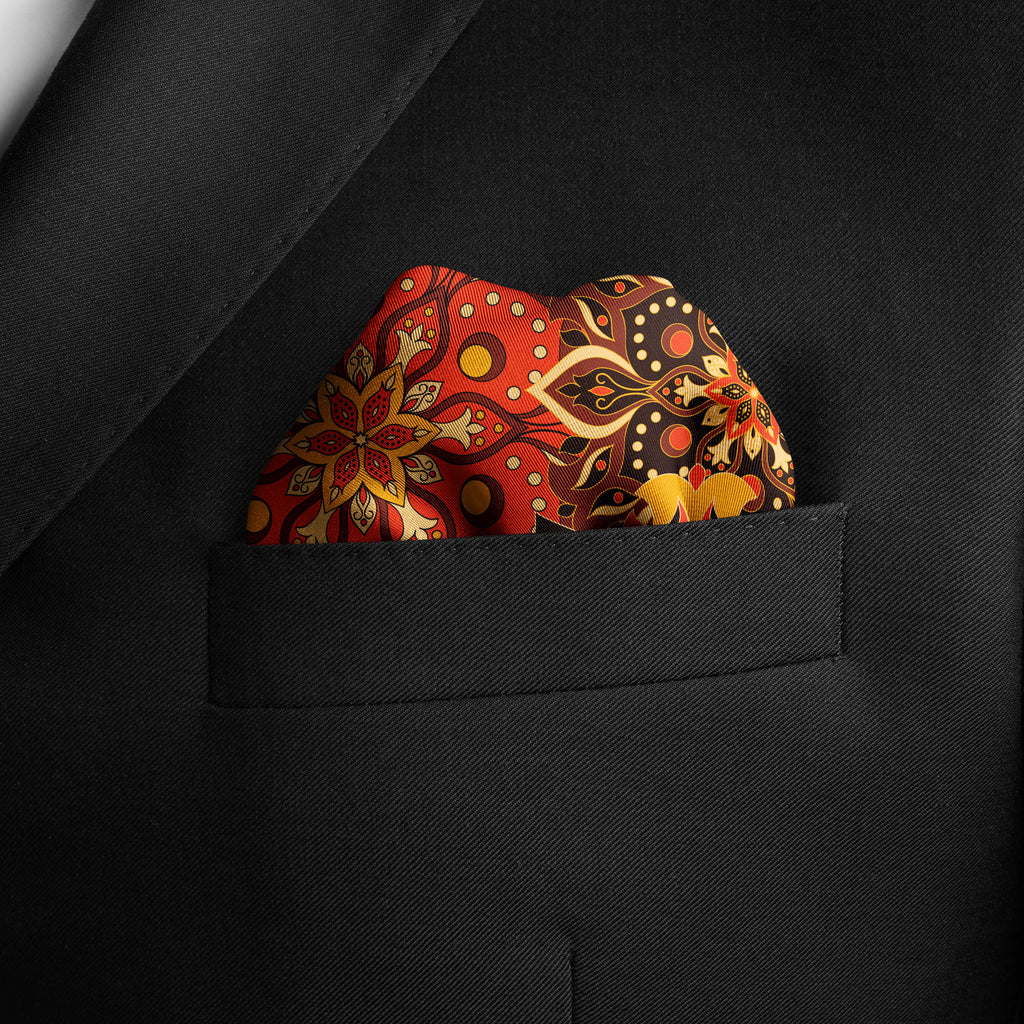 BATIK FLOWER SILK POCKET SQUARE