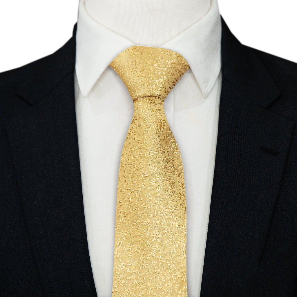 ROYAL YELLOW PAISLEY SELF PRINTED TIE