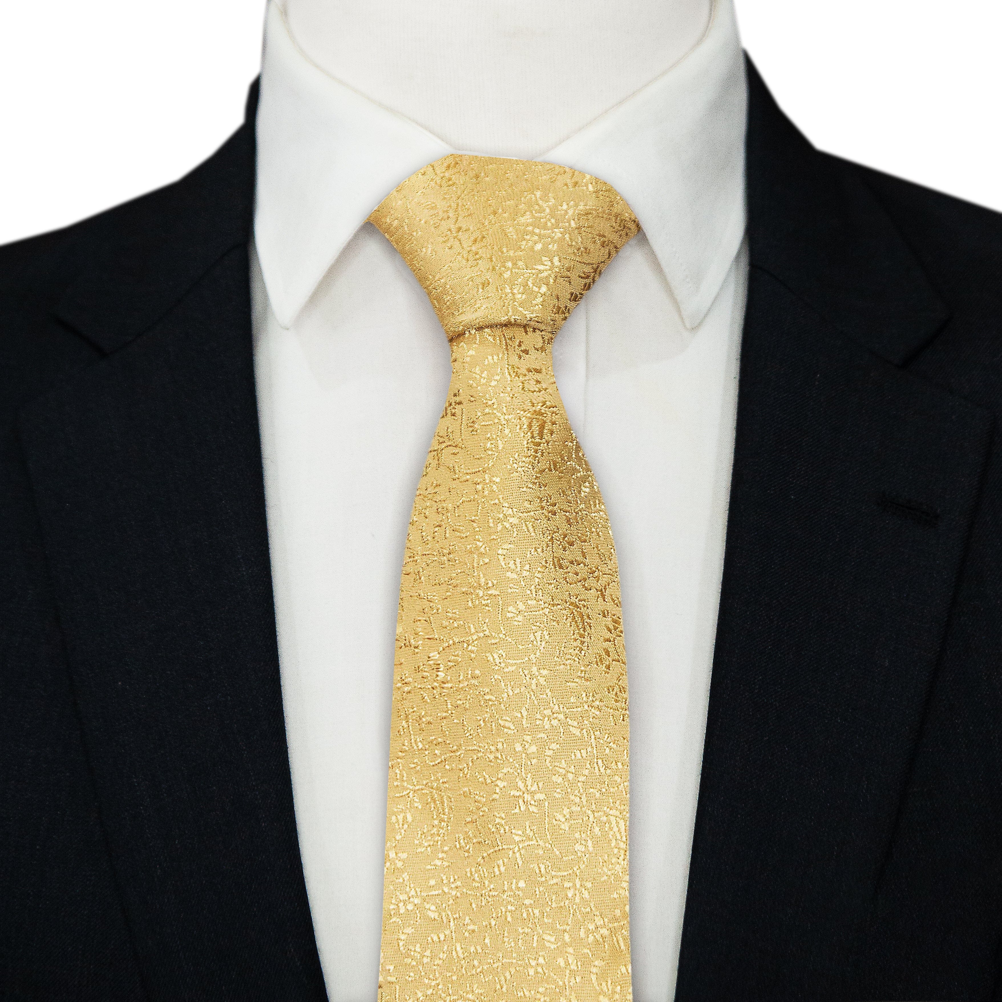 ROYAL YELLOW PAISLEY SELF PRINTED TIE