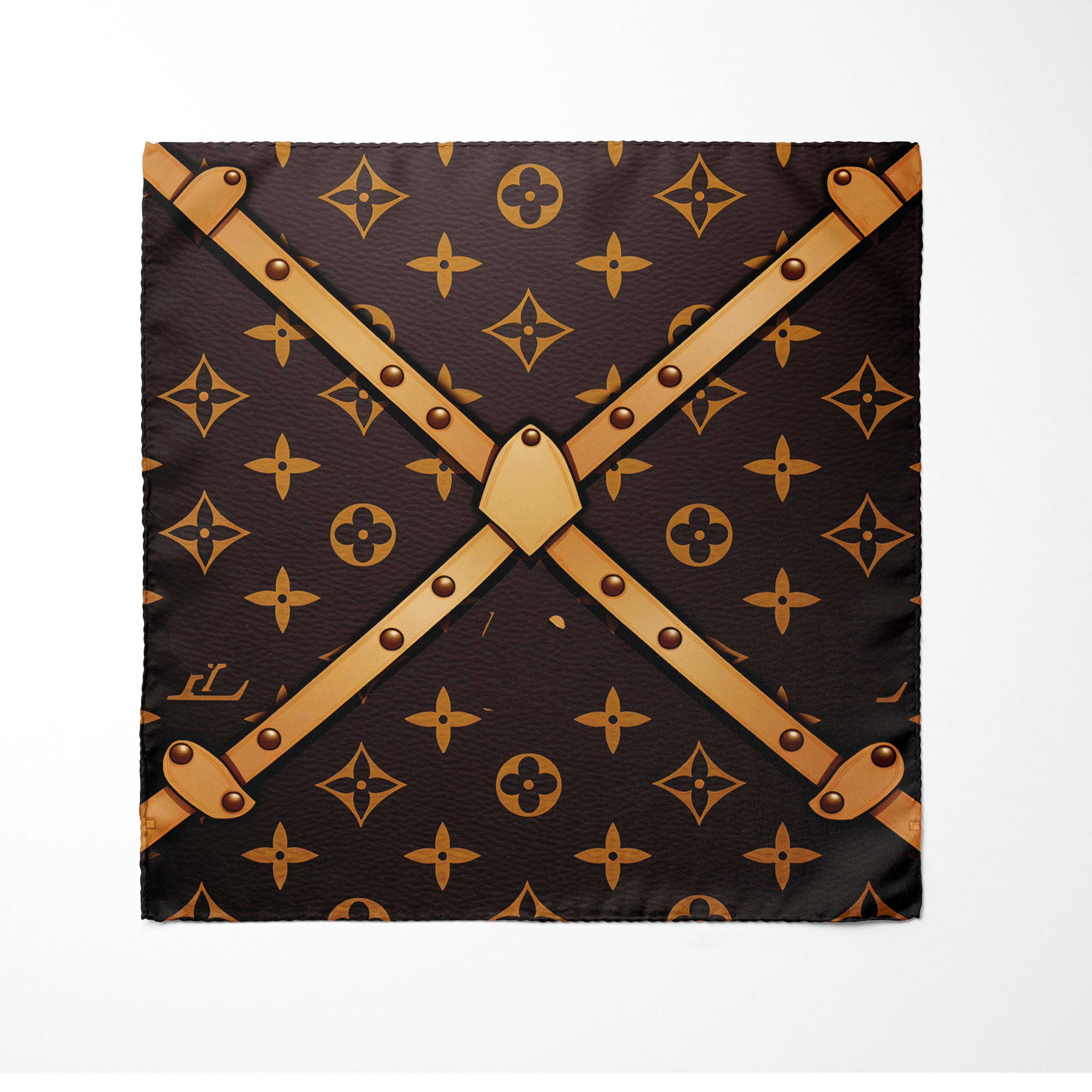 BROWN X GEOMATRIC SILK POCKET SQUARE
