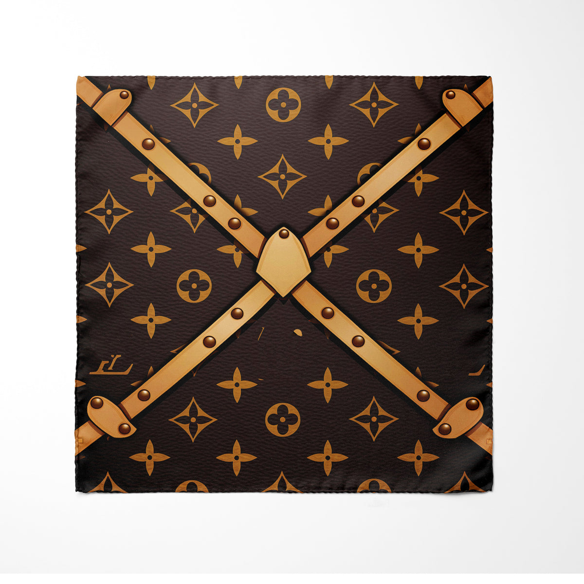 BROWN X GEOMATRIC SILK POCKET SQUARE