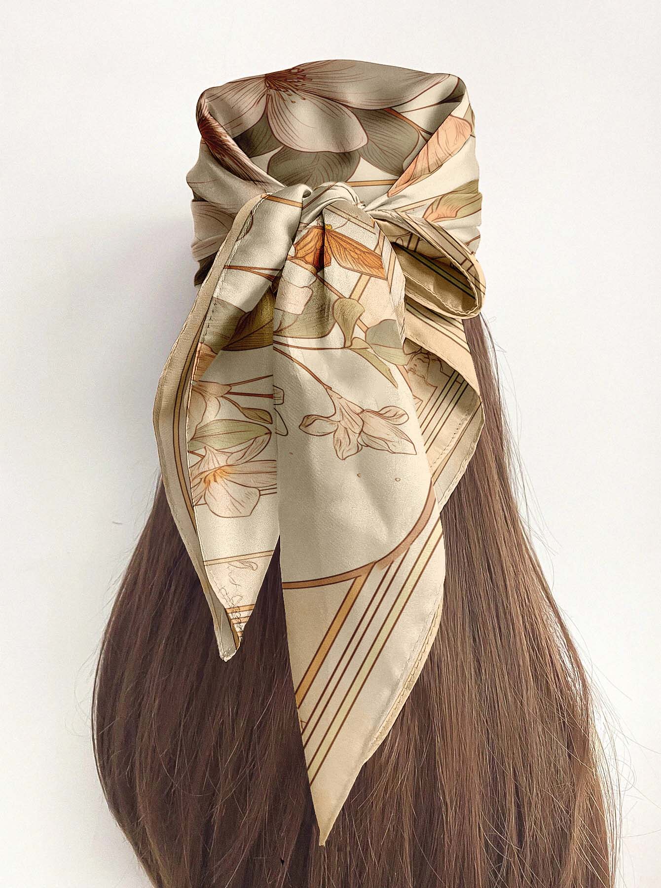 VIETNAMESE LOTUS SILK HEAD SCARF