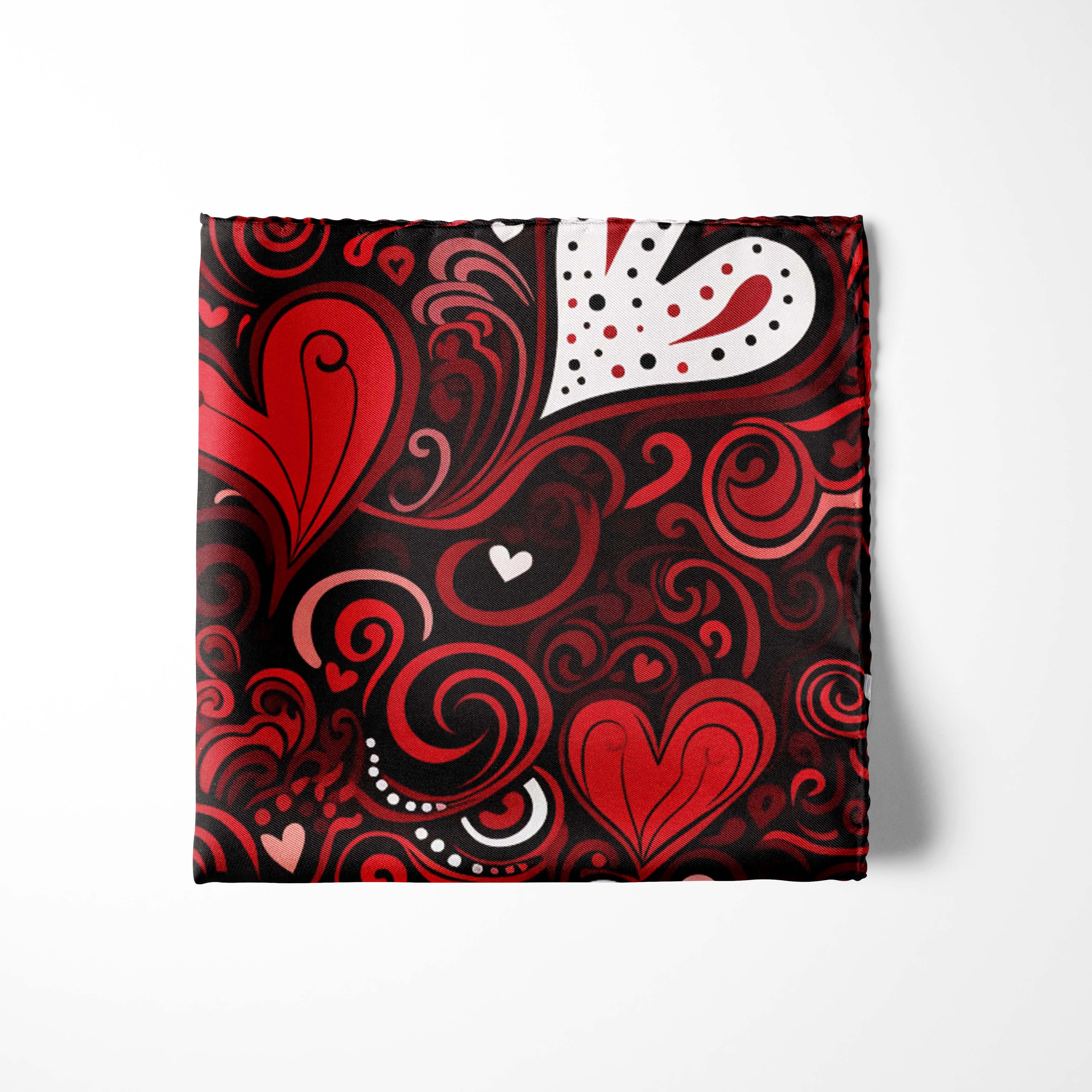 KISSES HUGS SILK POCKET SQUARE - VALENTINE DAY COLLECTION