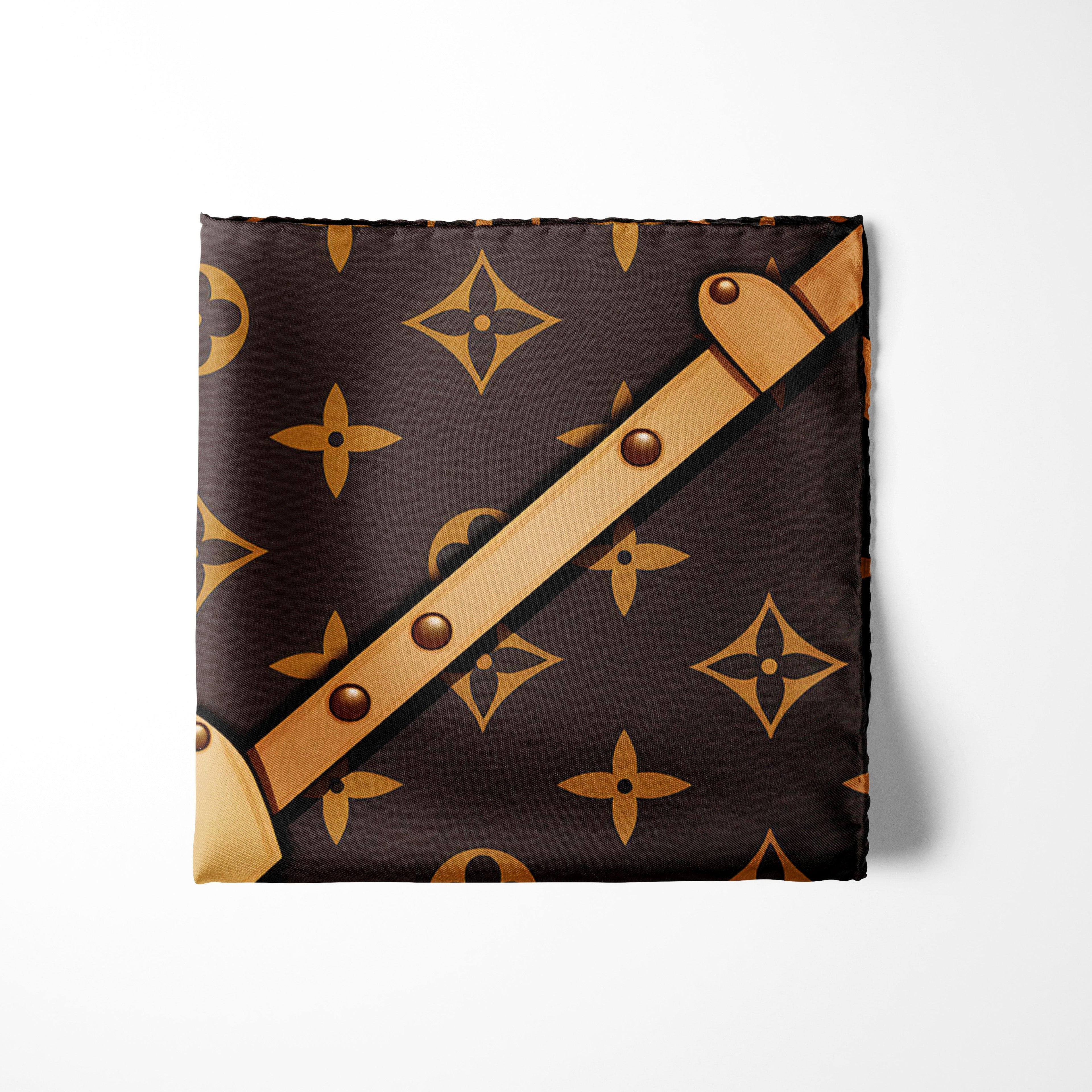 BROWN X GEOMATRIC SILK POCKET SQUARE