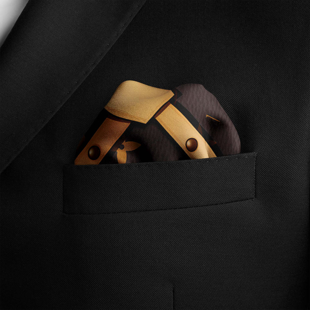 BROWN X GEOMATRIC SILK POCKET SQUARE