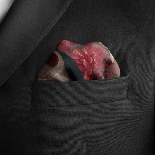 CLASSIC CHINESE CRANES SILK POCKET SQUARE