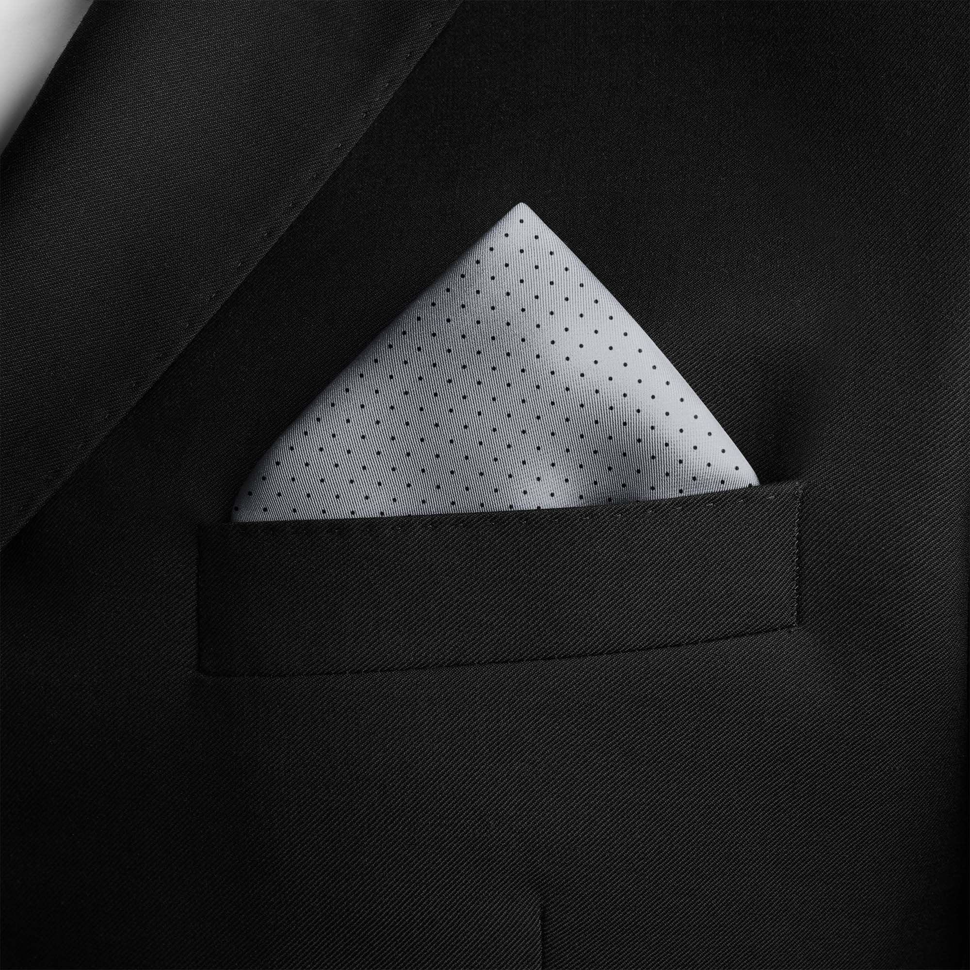 GREY DOT SILK POCKET SQUARE