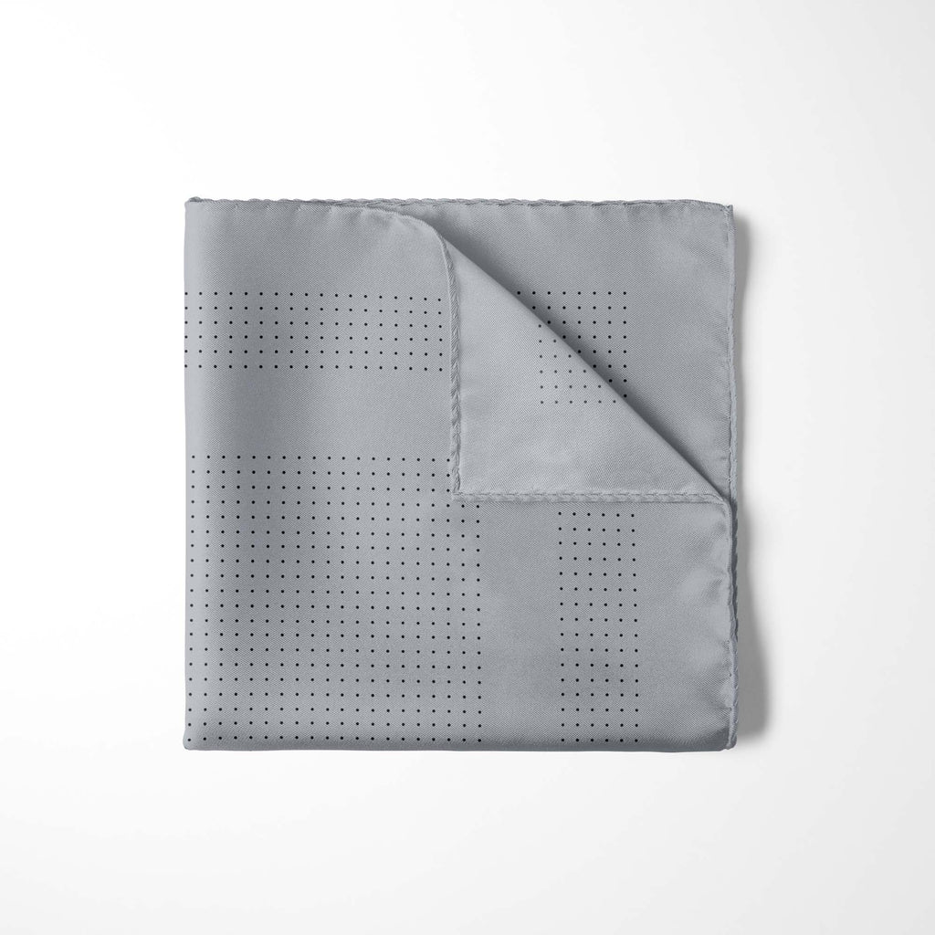 GREY DOT SILK POCKET SQUARE