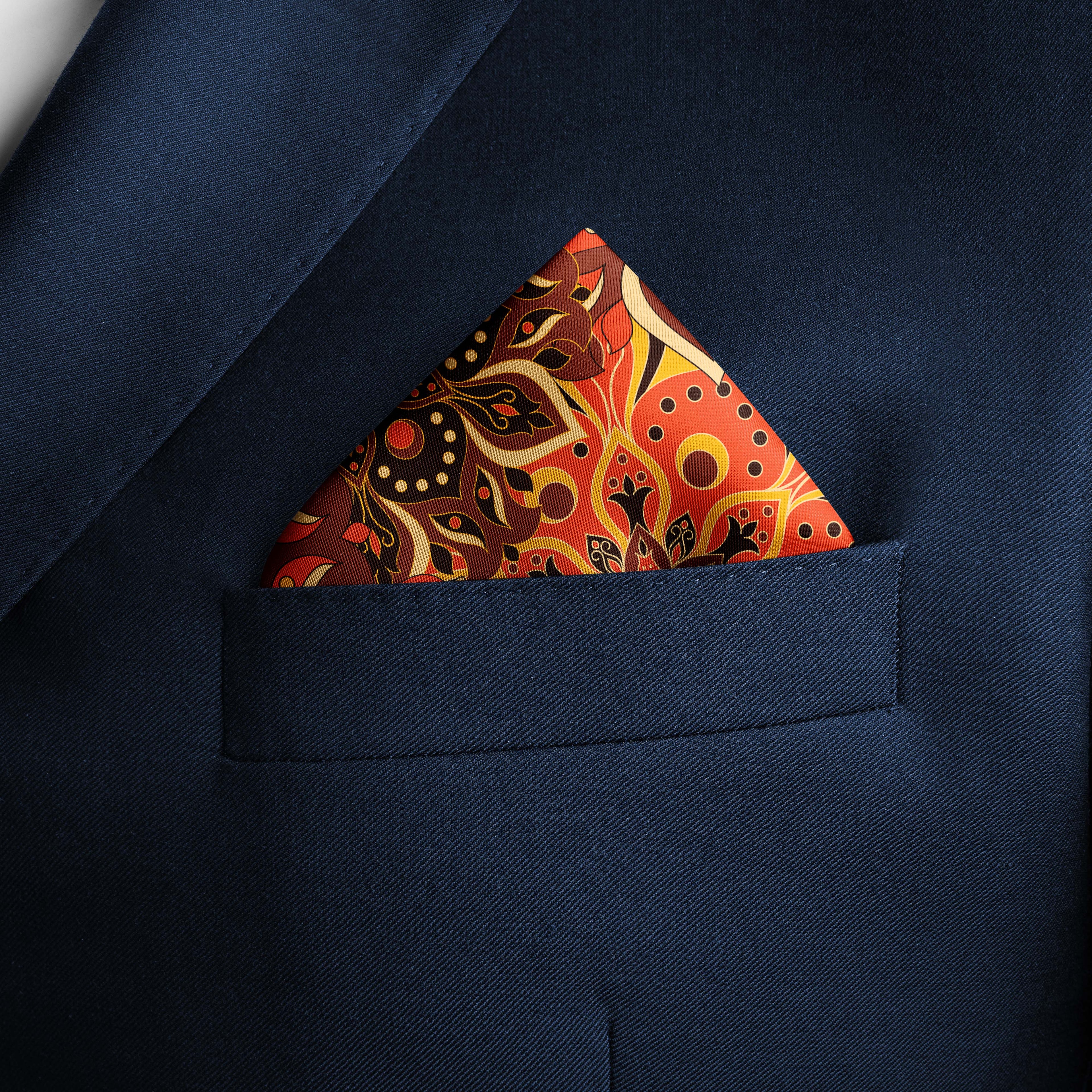 BATIK FLOWER SILK POCKET SQUARE