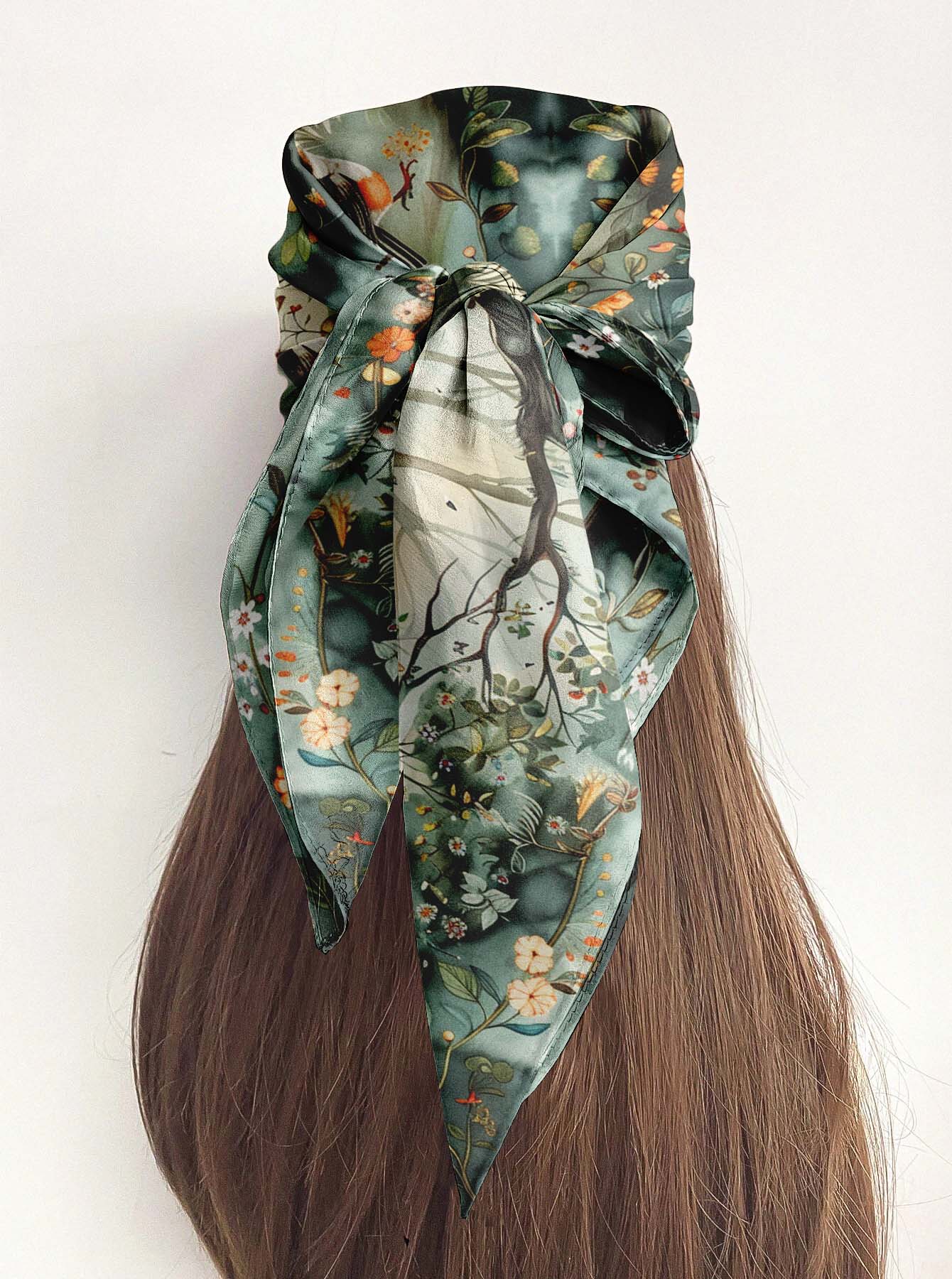 ENCHANTED FOREST SILK HEAD SCARF