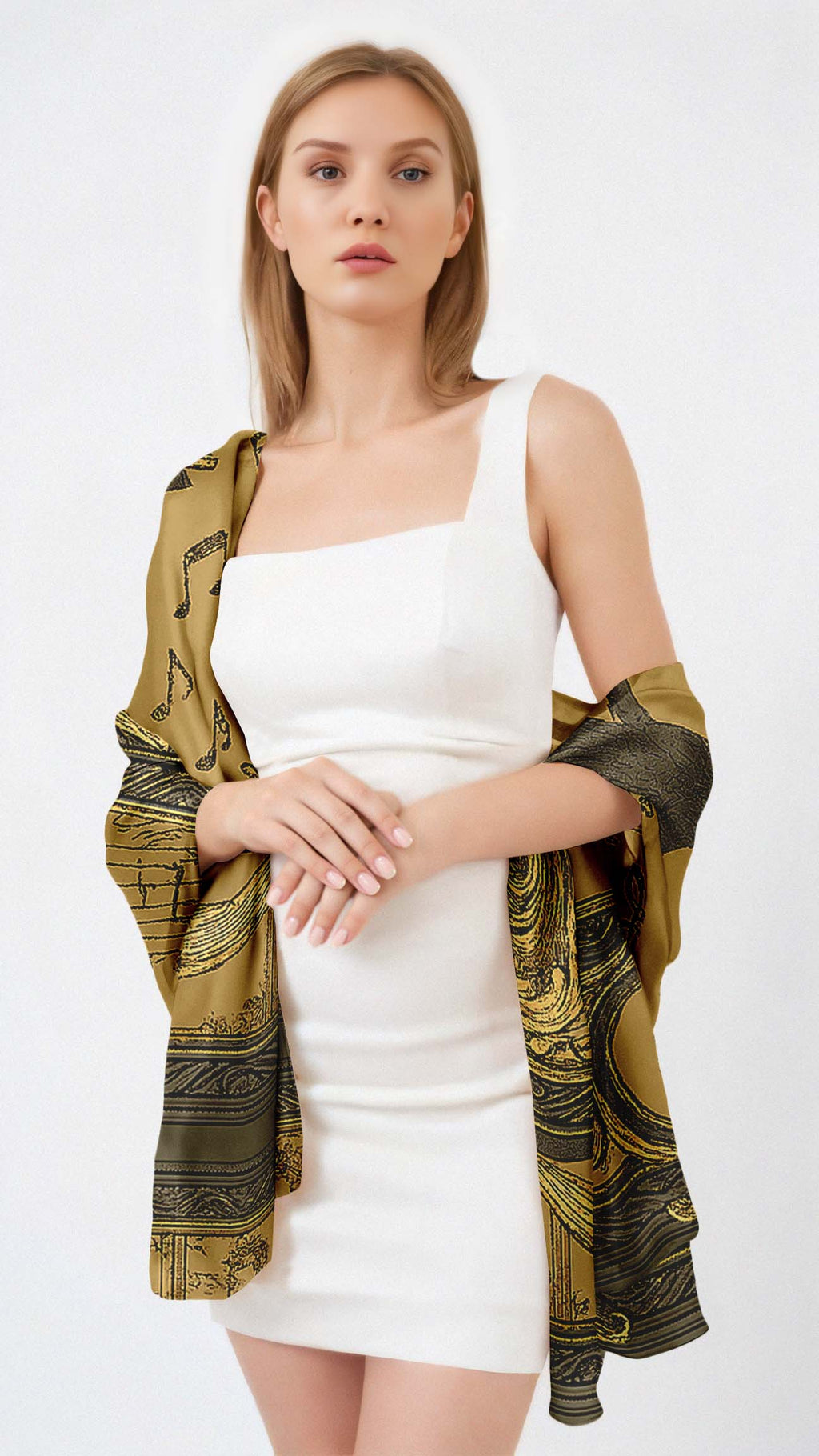 LADY OF MUSIC SILK LONG LADIES SCARF