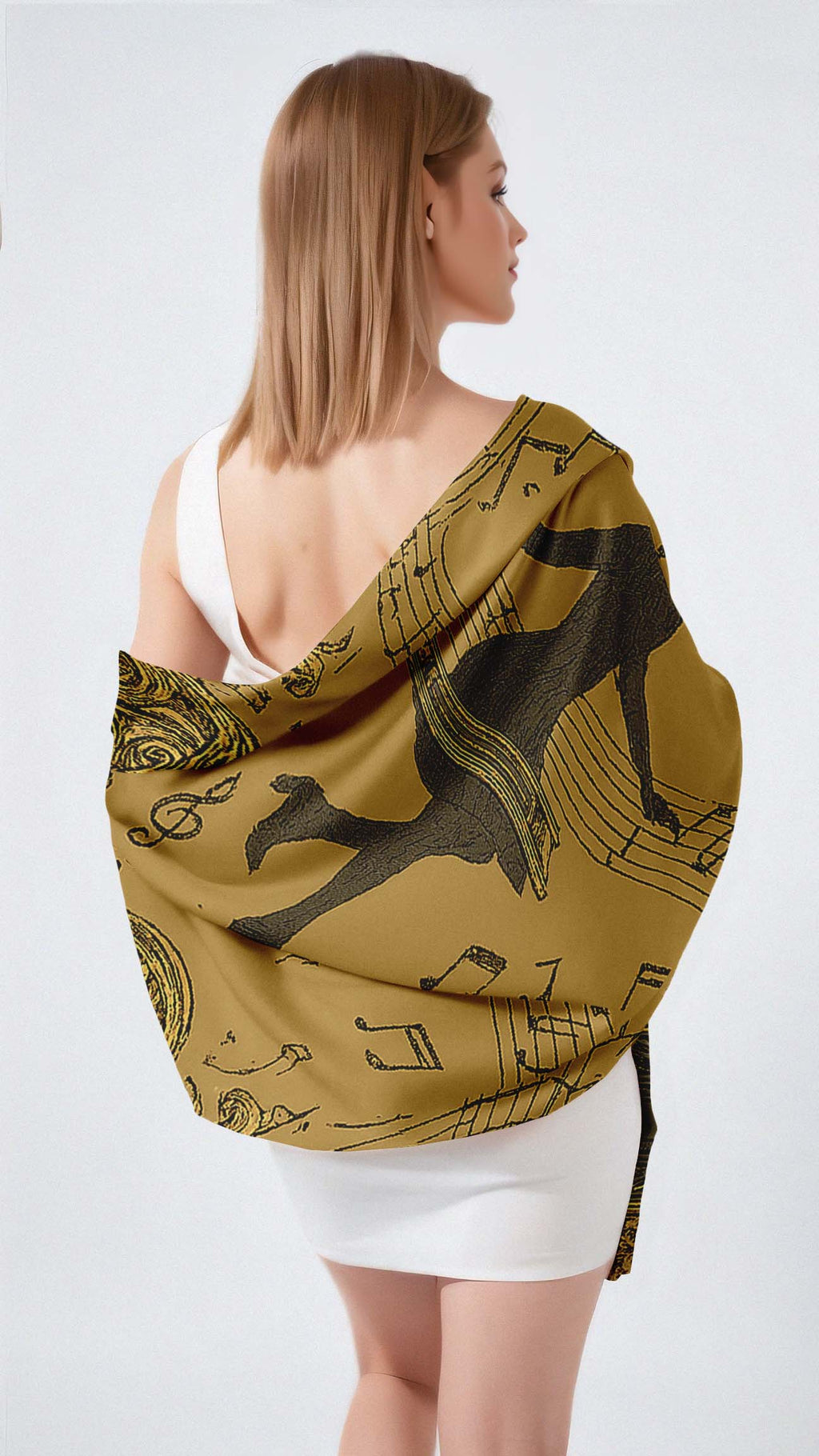LADY OF MUSIC SILK LONG LADIES SCARF