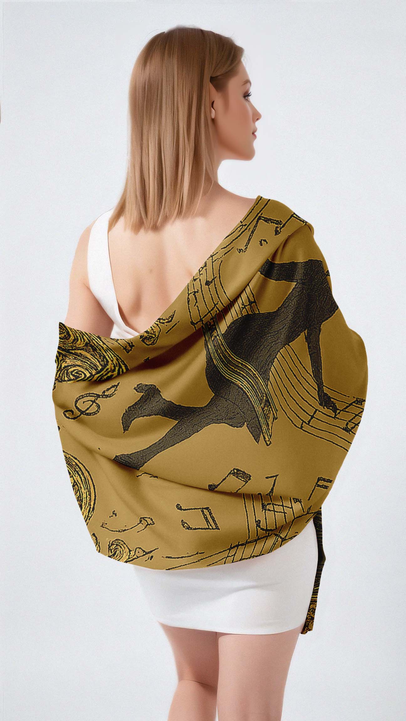 LADY OF MUSIC SILK LONG LADIES SCARF