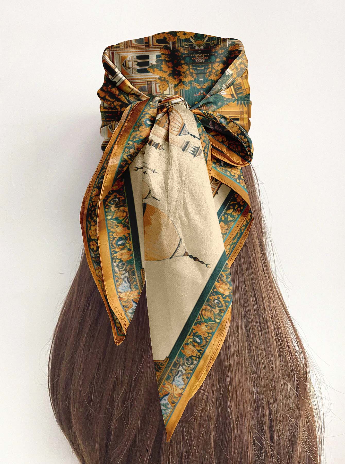 MUGHAL HERITAGE GARDEN SILK HEAD SCARF