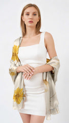 GOLDEN BLOOM SILK LONG LADIES SCARF