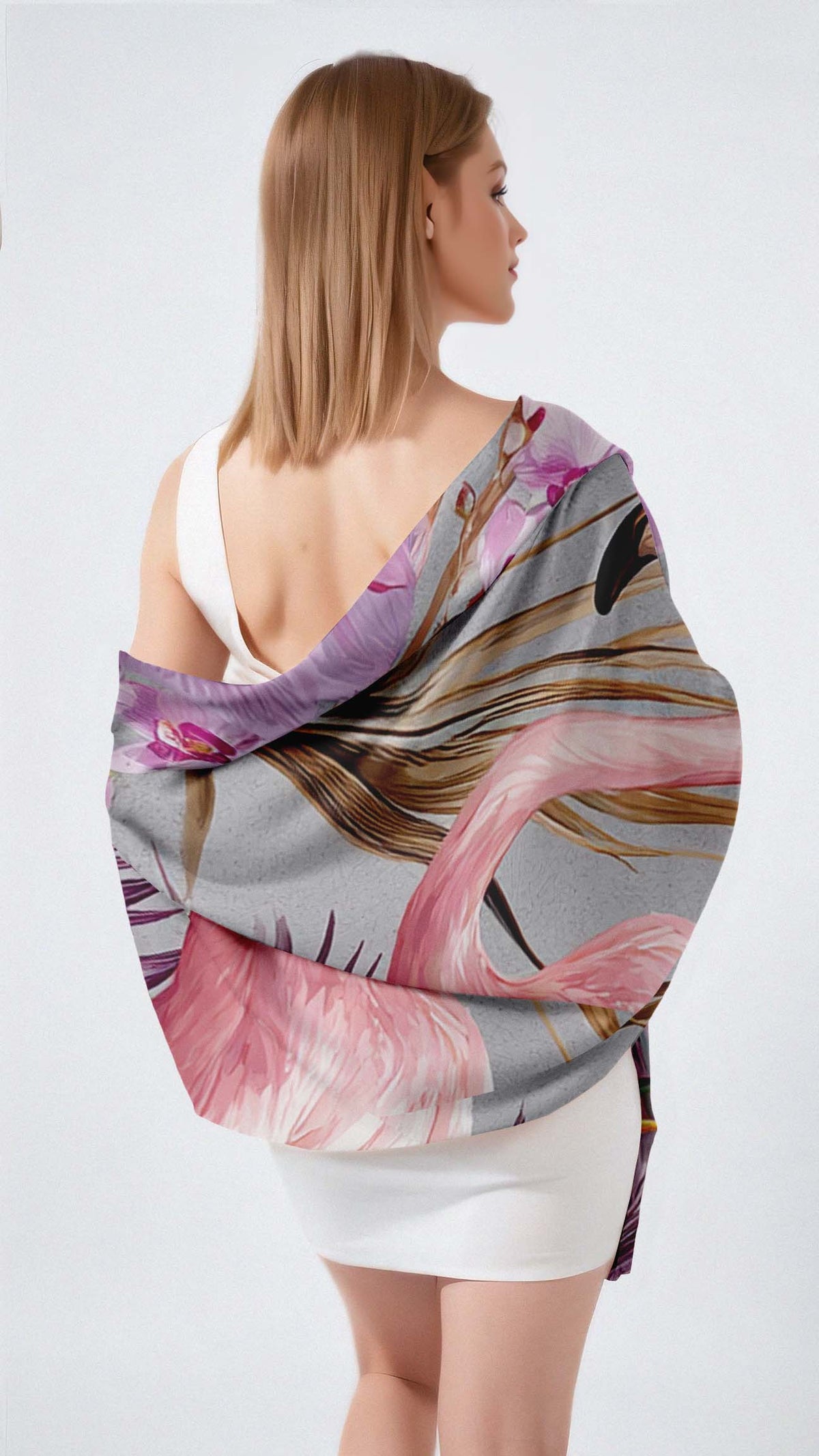 TROPICAL BLUSH HARMONY  SILK LONG LADIES SCARF
