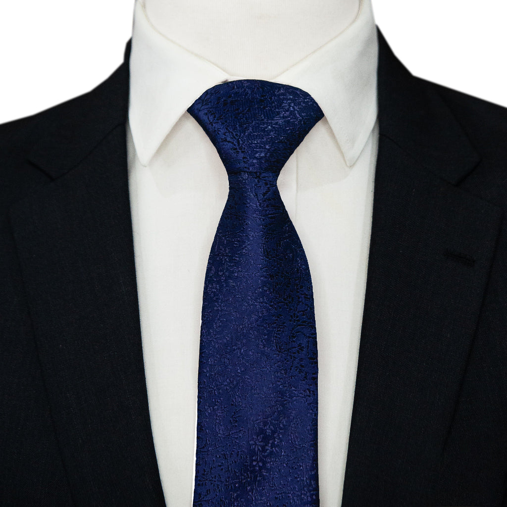 NAVY BLUE PAISLEY  TEXTURED TIE