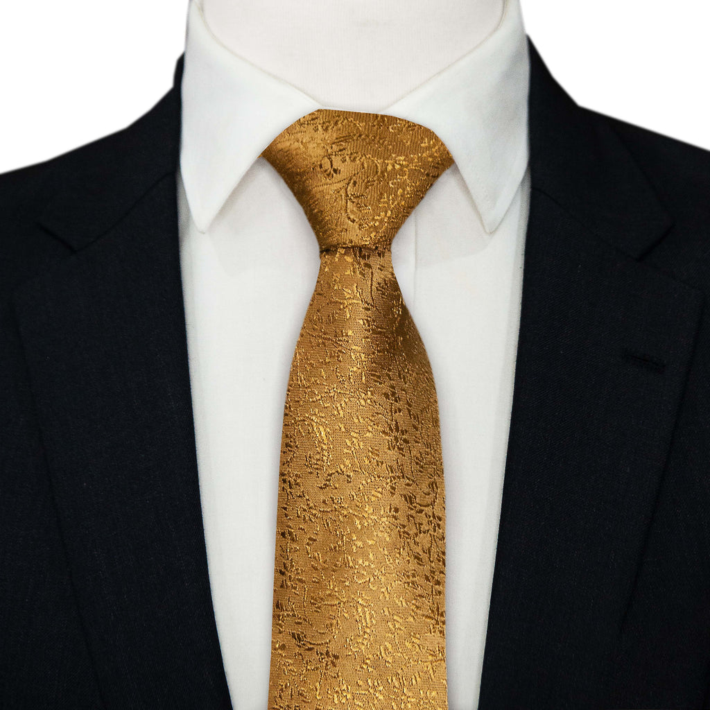 CARAMEL BROWN PAISLEY SKINNY TIE