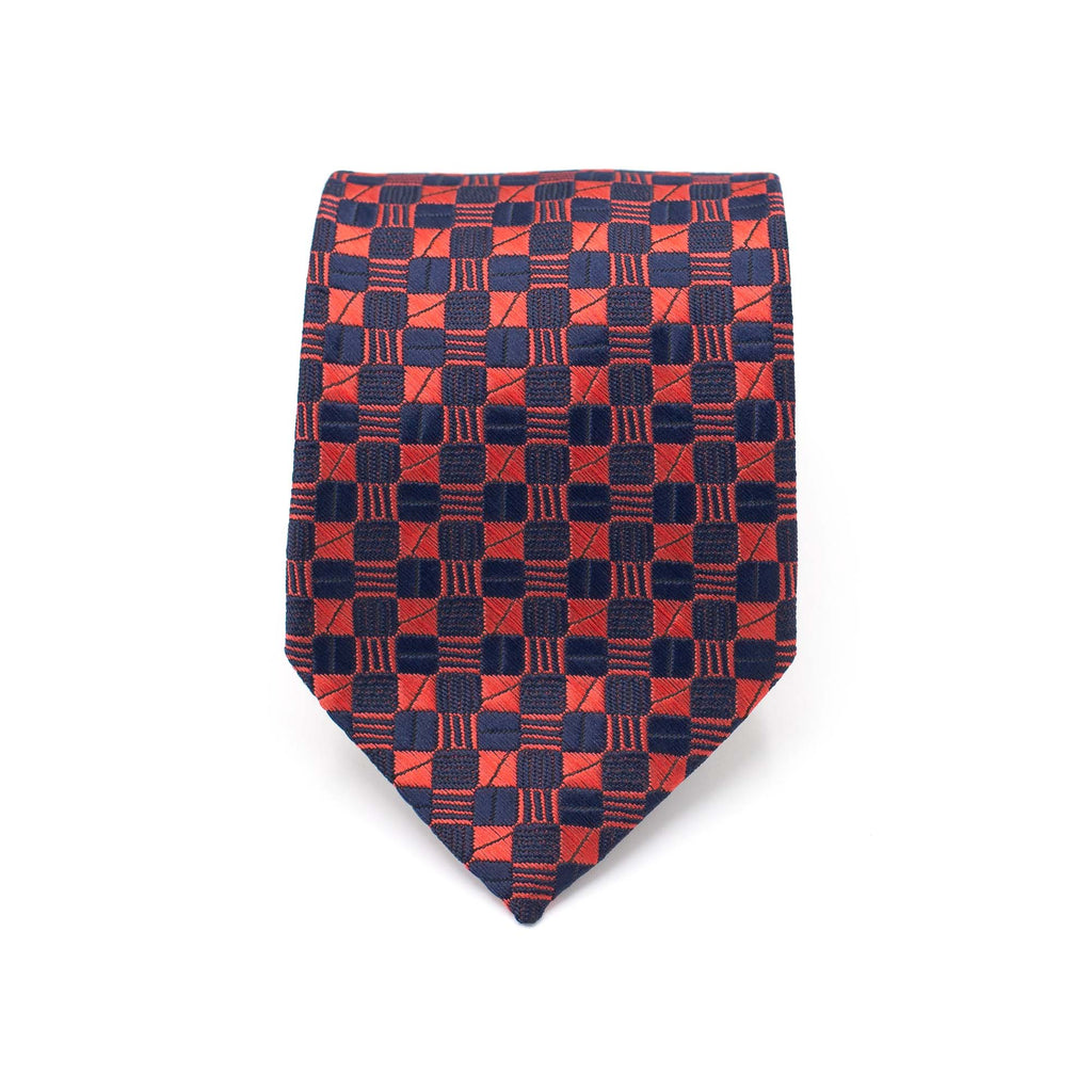 CRIMSON CHESS TIE AND POCKET SQUARE SET