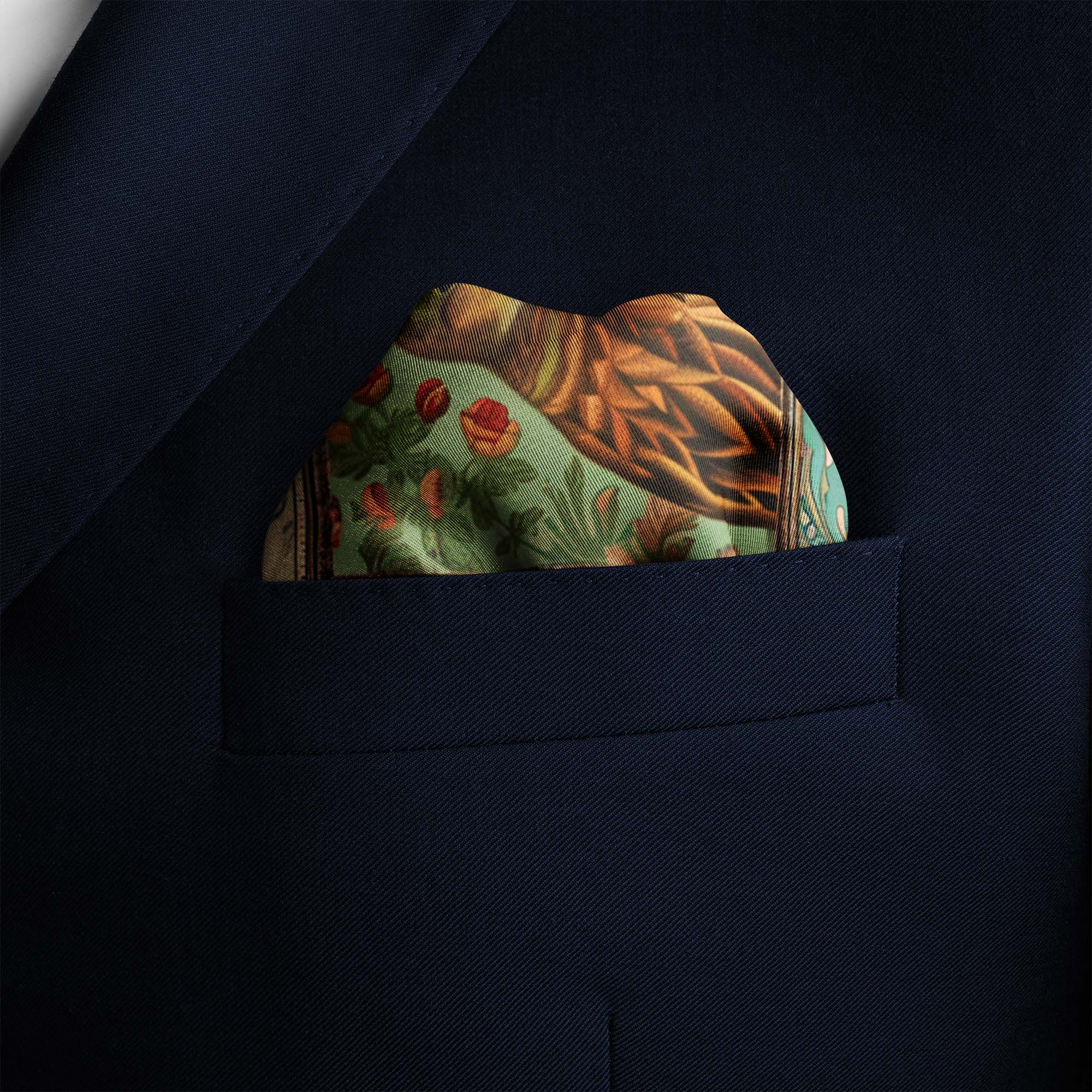 BIRD COLLAGE SILK POCKET SQUARE