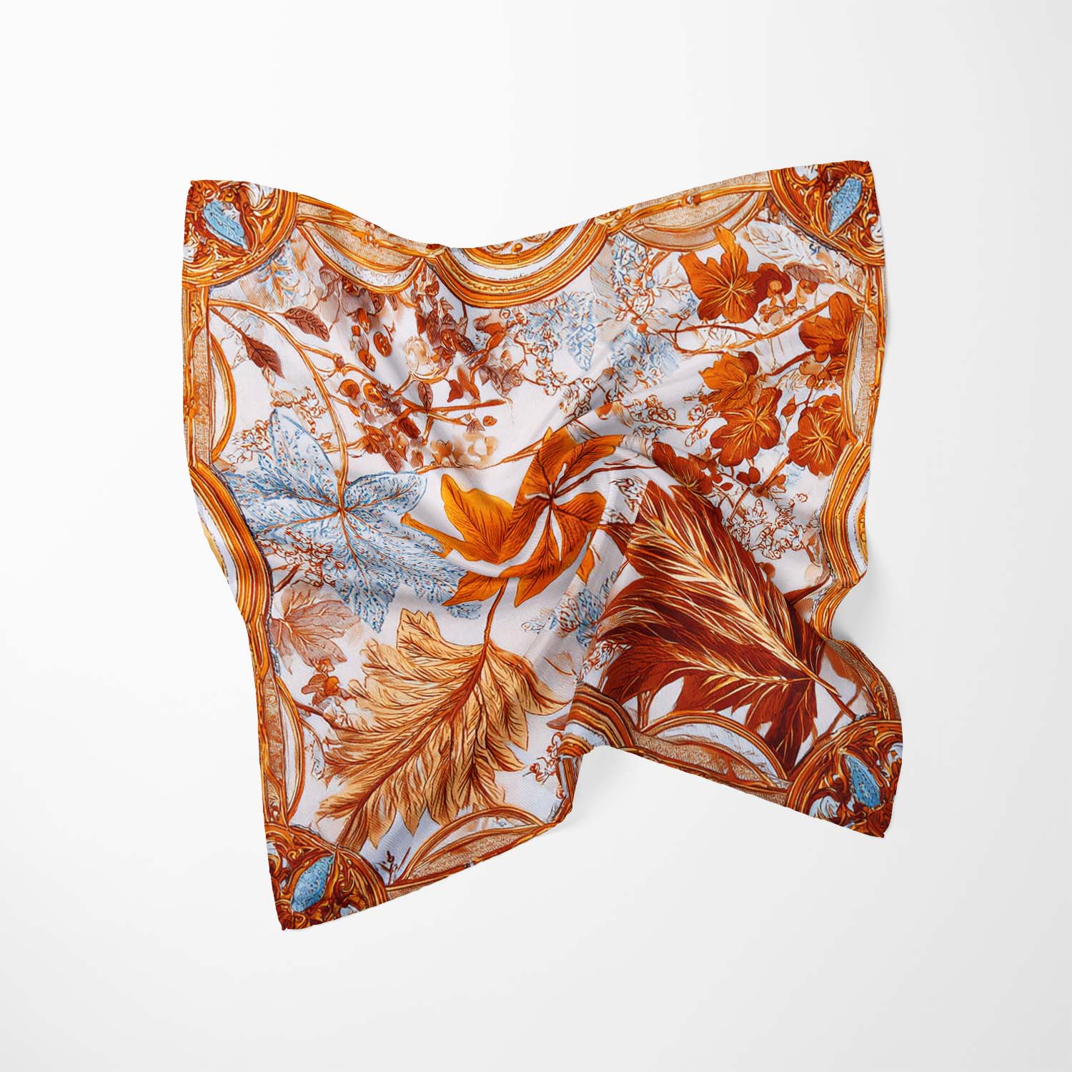 GOLDEN FOLIAGE SILK BANDANA