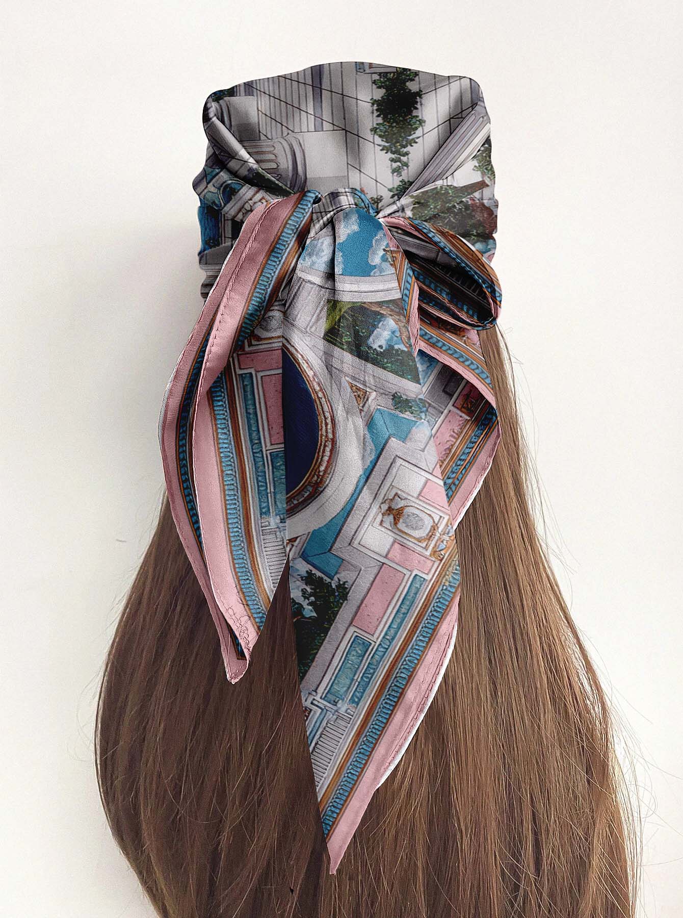 CELESTIAL COURTYARD SILK HEAD SCARF