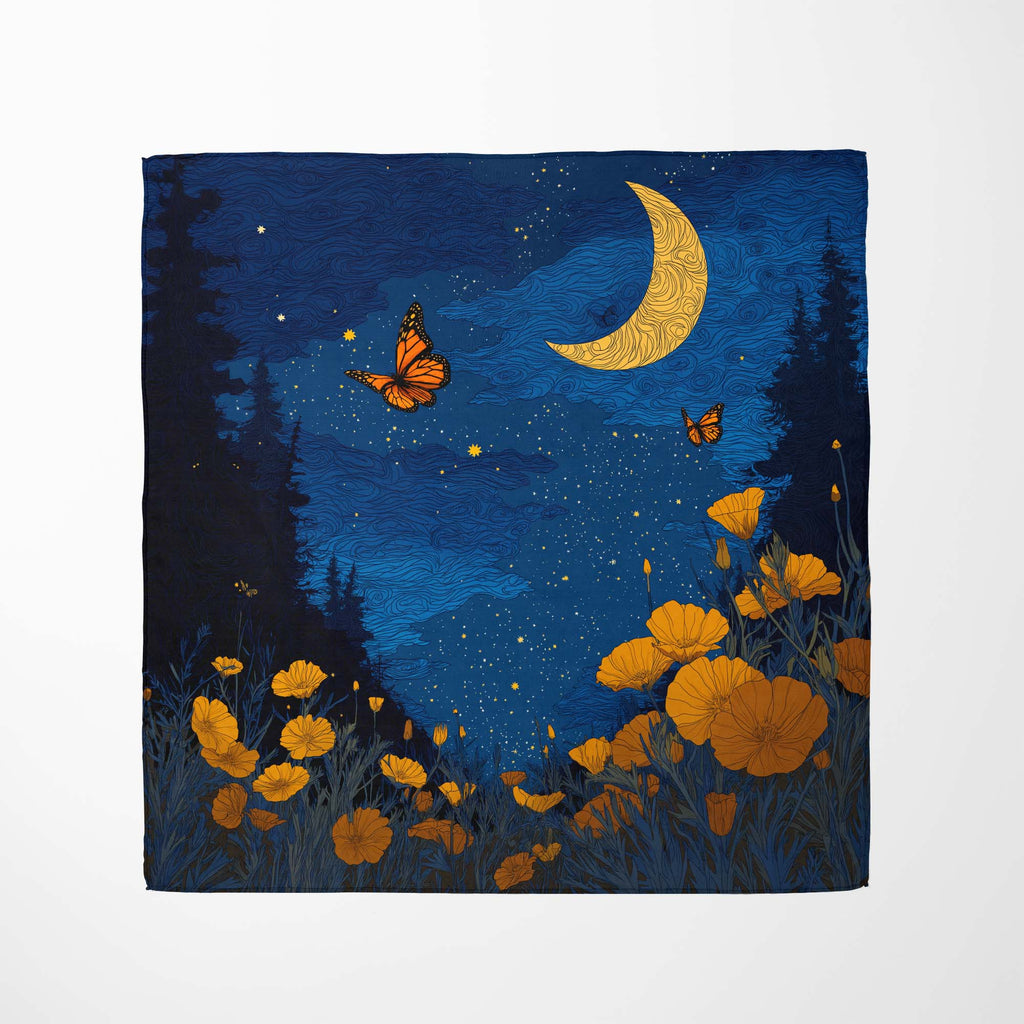 MIDNIGHT BUTTERFLY MEADOW NECK SCARF