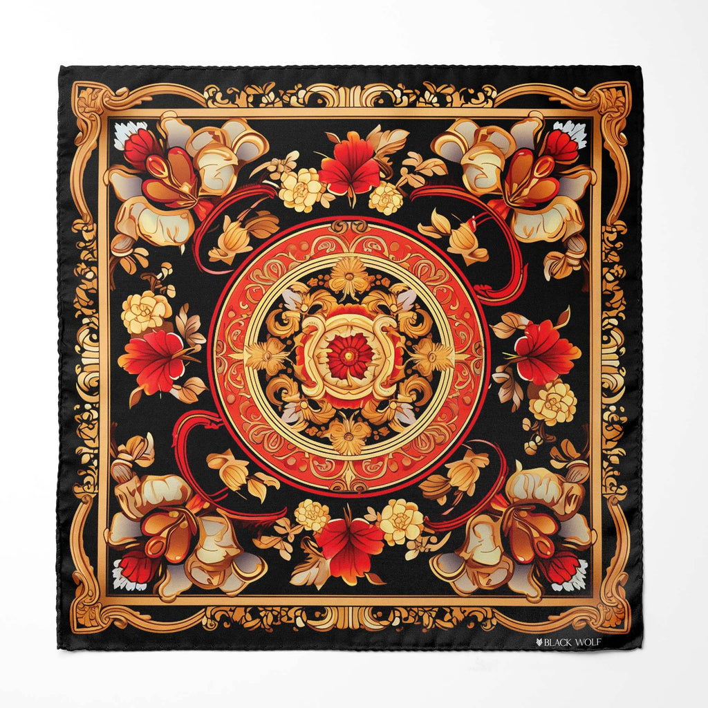 RED PERSIAN ART SILK POCKET SQUARES