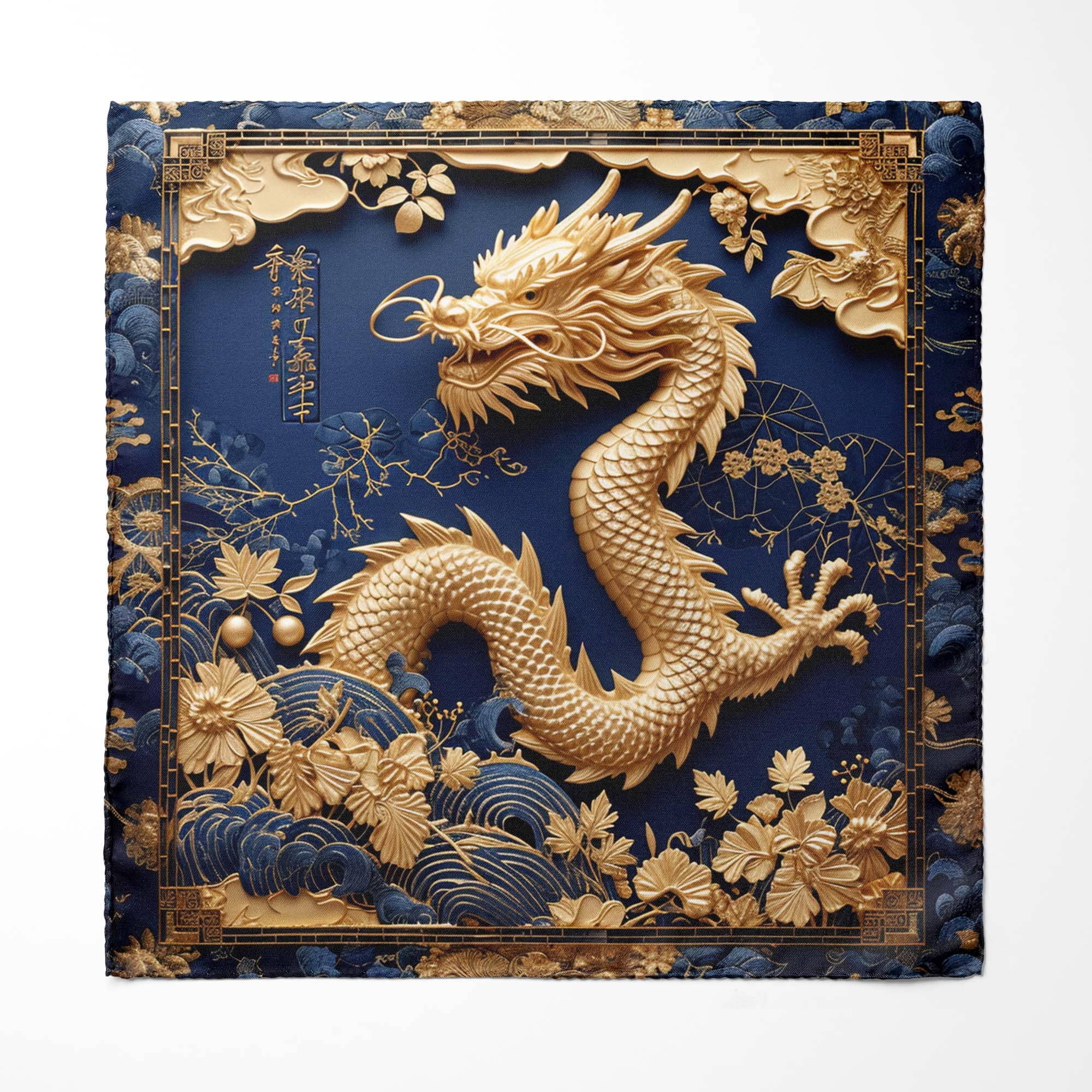 GOLD DRAGON MEN SCARF AND POCKET SQUARE SET – PREMIUM COLLECTION