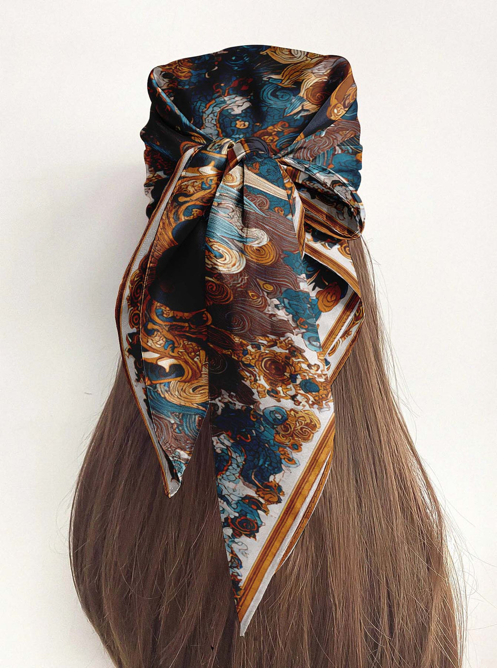 REGAL CELESTIAL DRAGON SILK HEAD SCARF