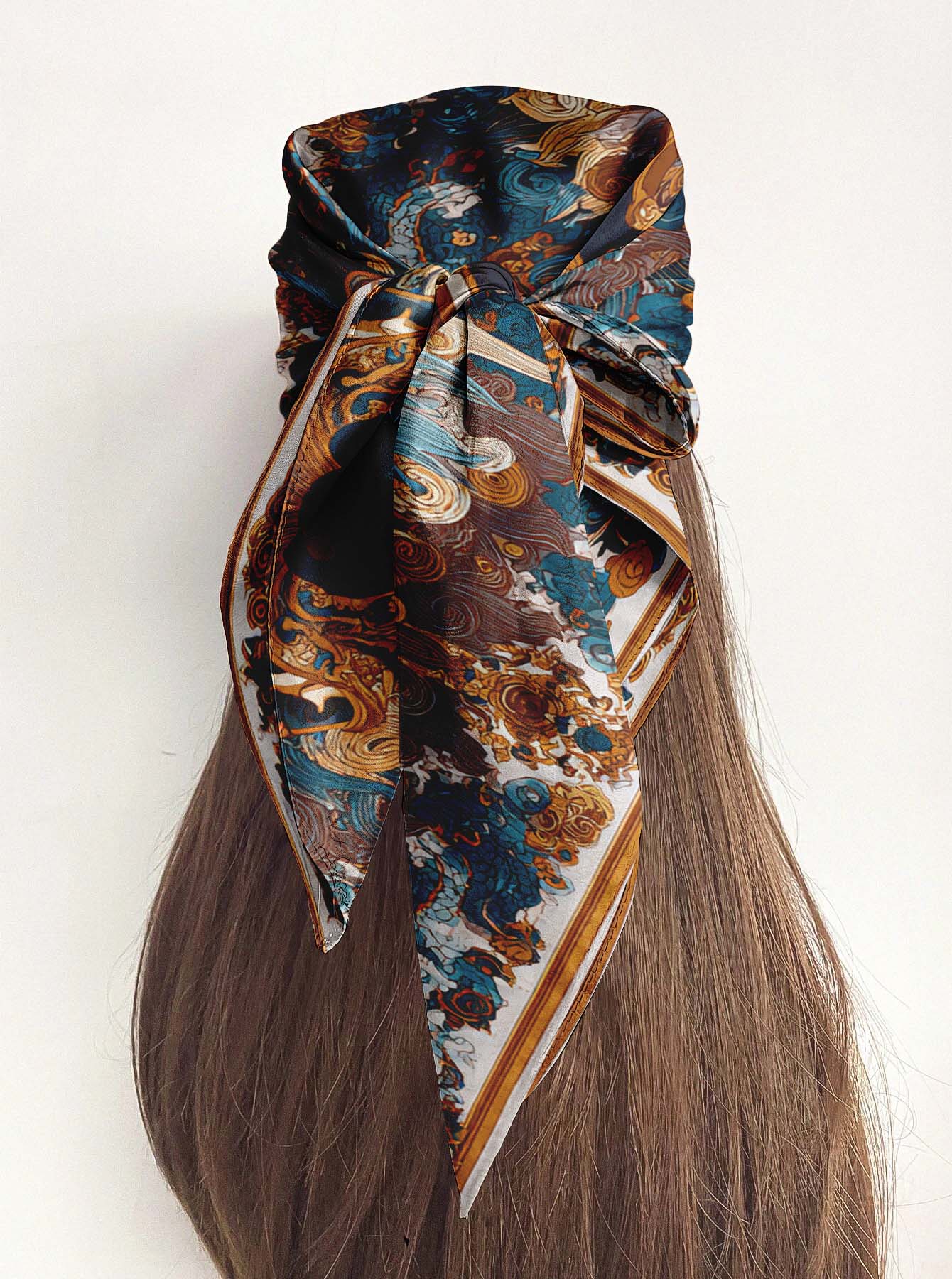 REGAL CELESTIAL DRAGON SILK HEAD SCARF